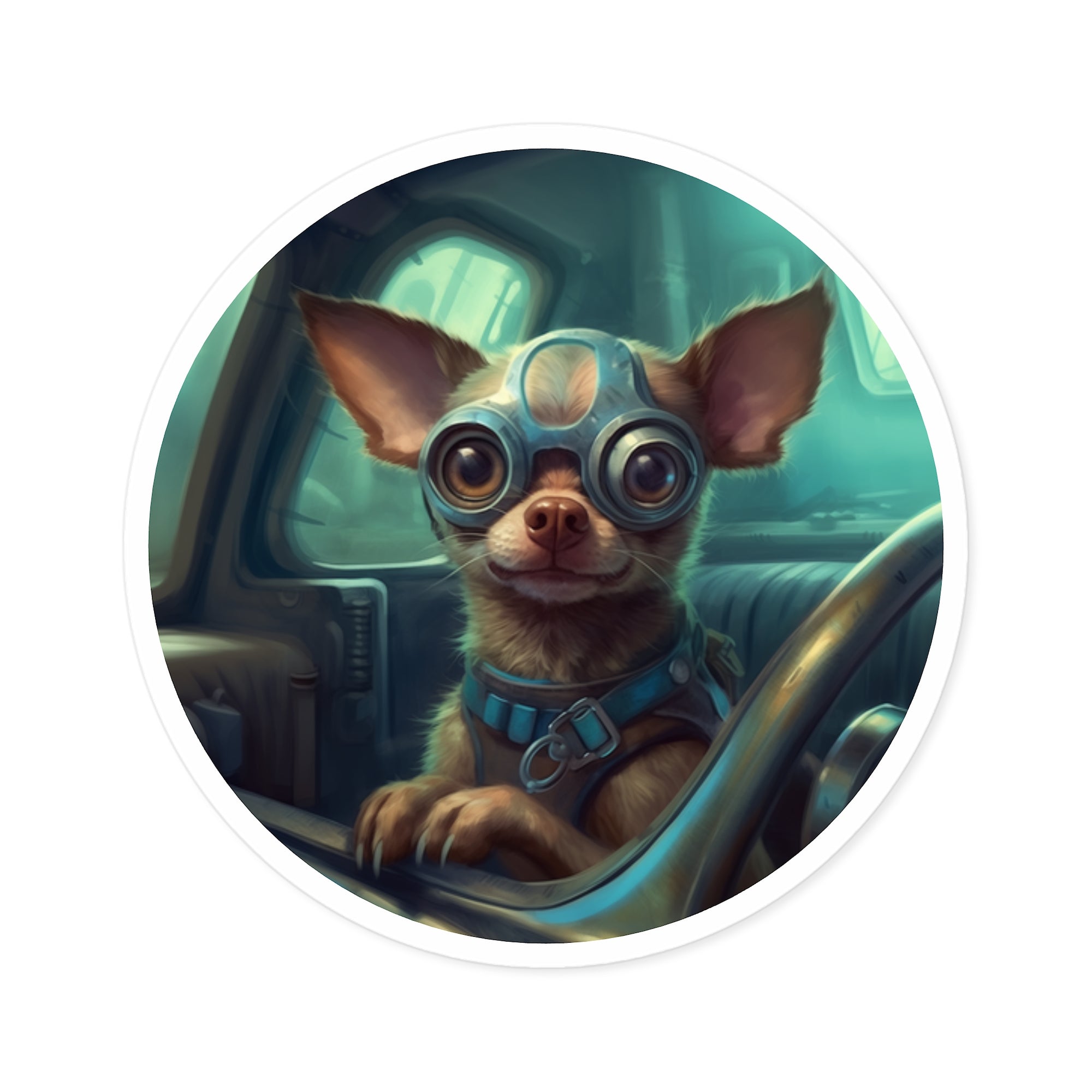 Driver Dog Sticker, Funny Car Ride Design, Adventurous Pet Art