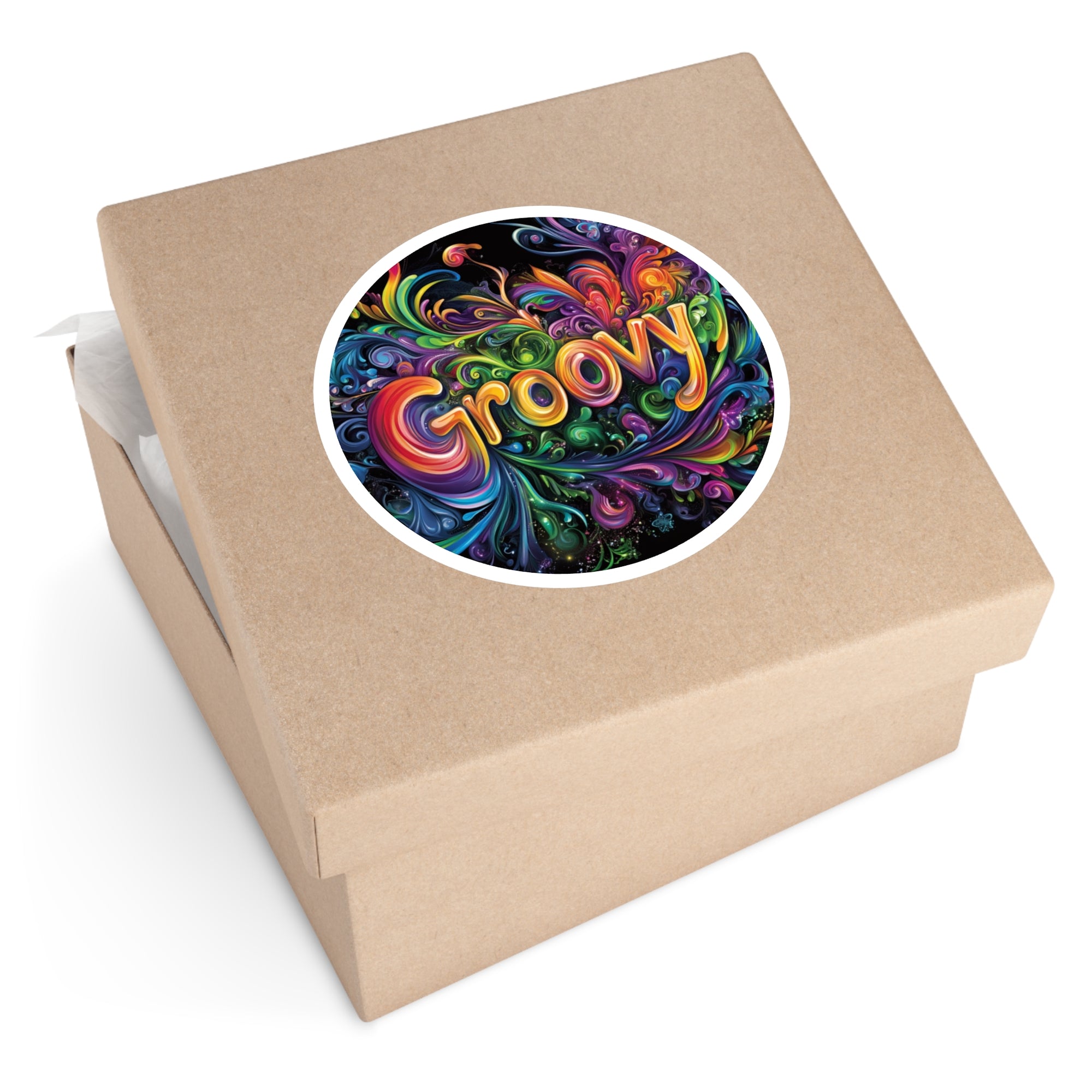 Groovy Sticker, Colorful Retro Art, Psychedelic Swirl Design, Fun Vibe Gift