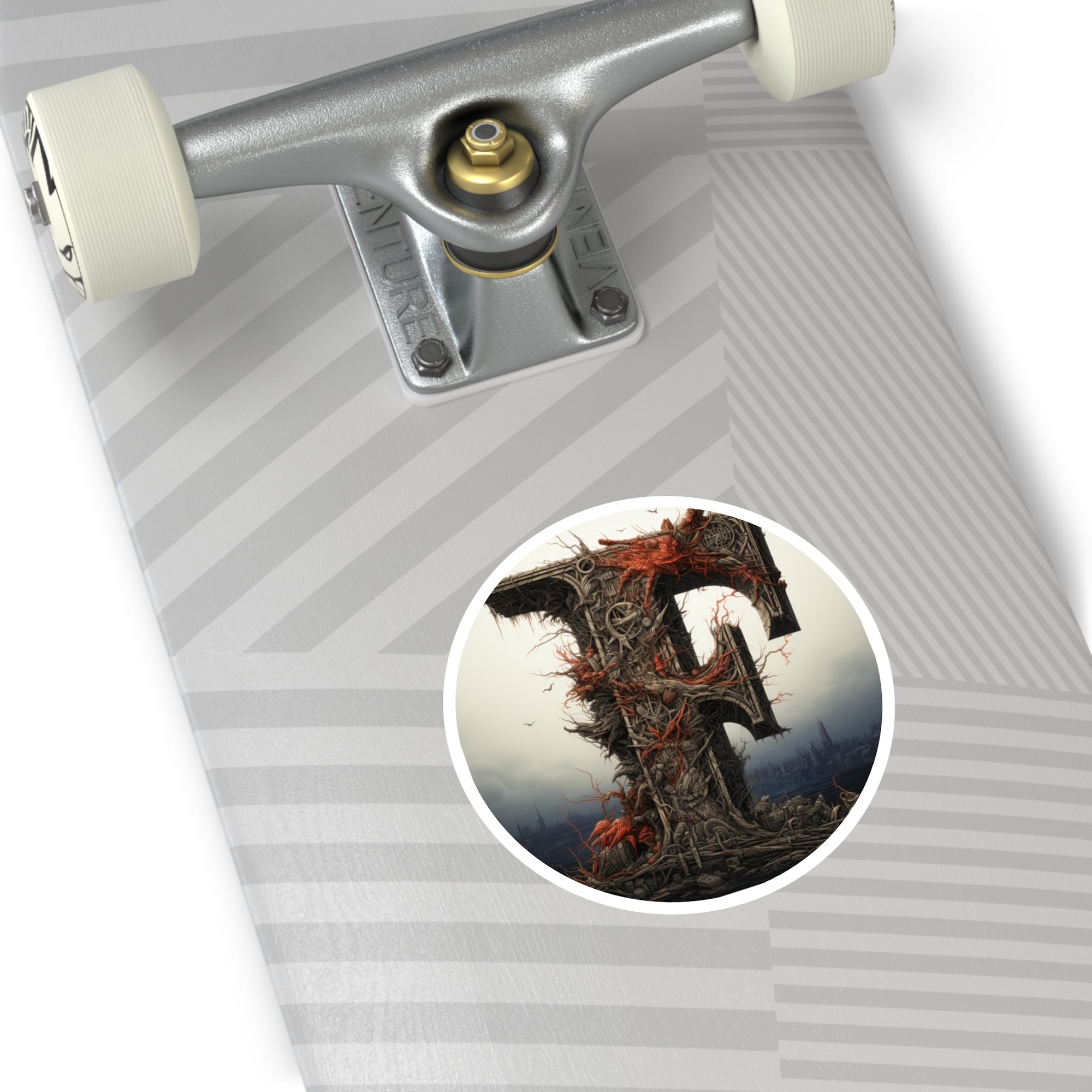 Letter F Cross Hatch Design, Sketch Art Sticker, Minimalist Style