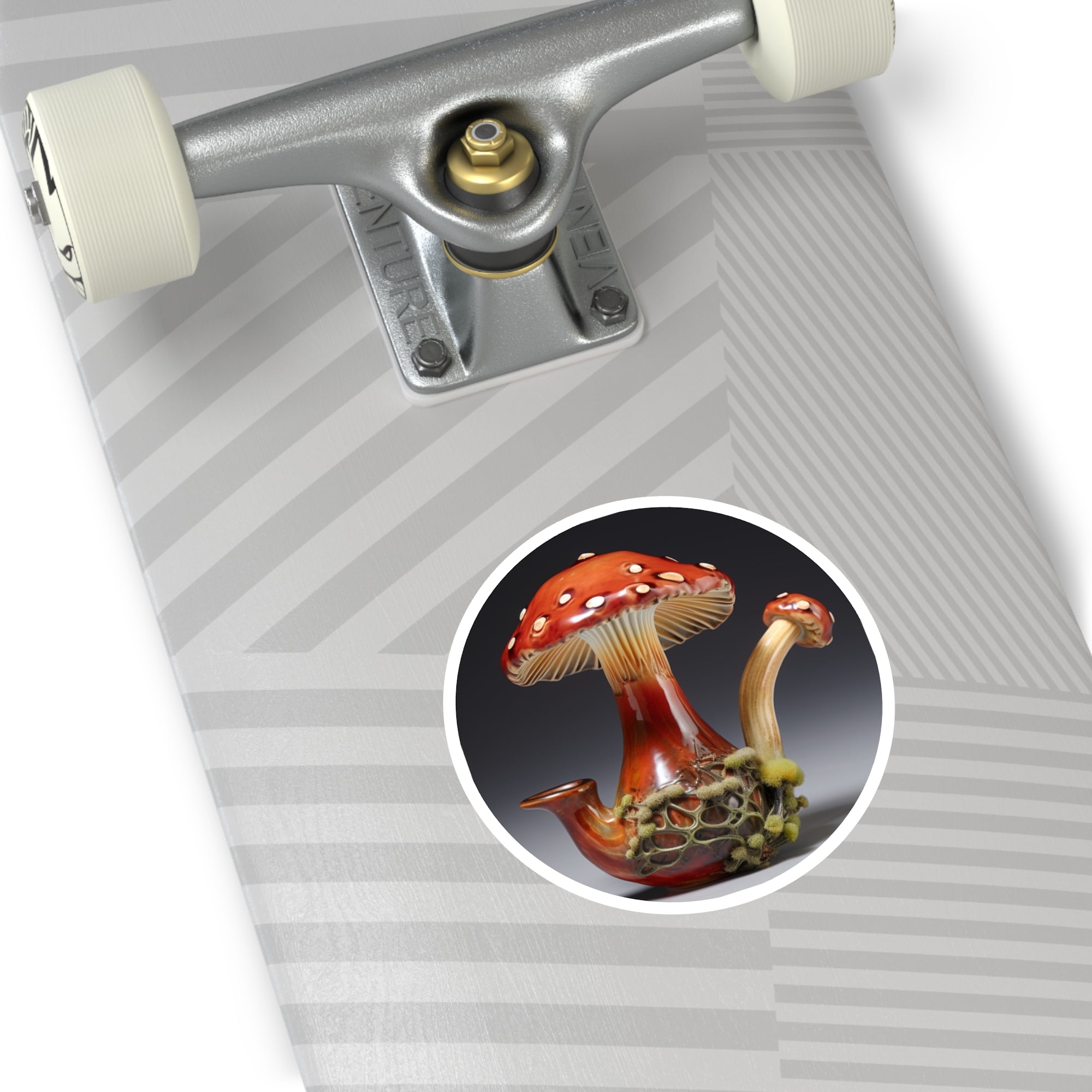 Mushroom Pipe Sticker, Fantasy Art, Nature Fusion, Surreal Design