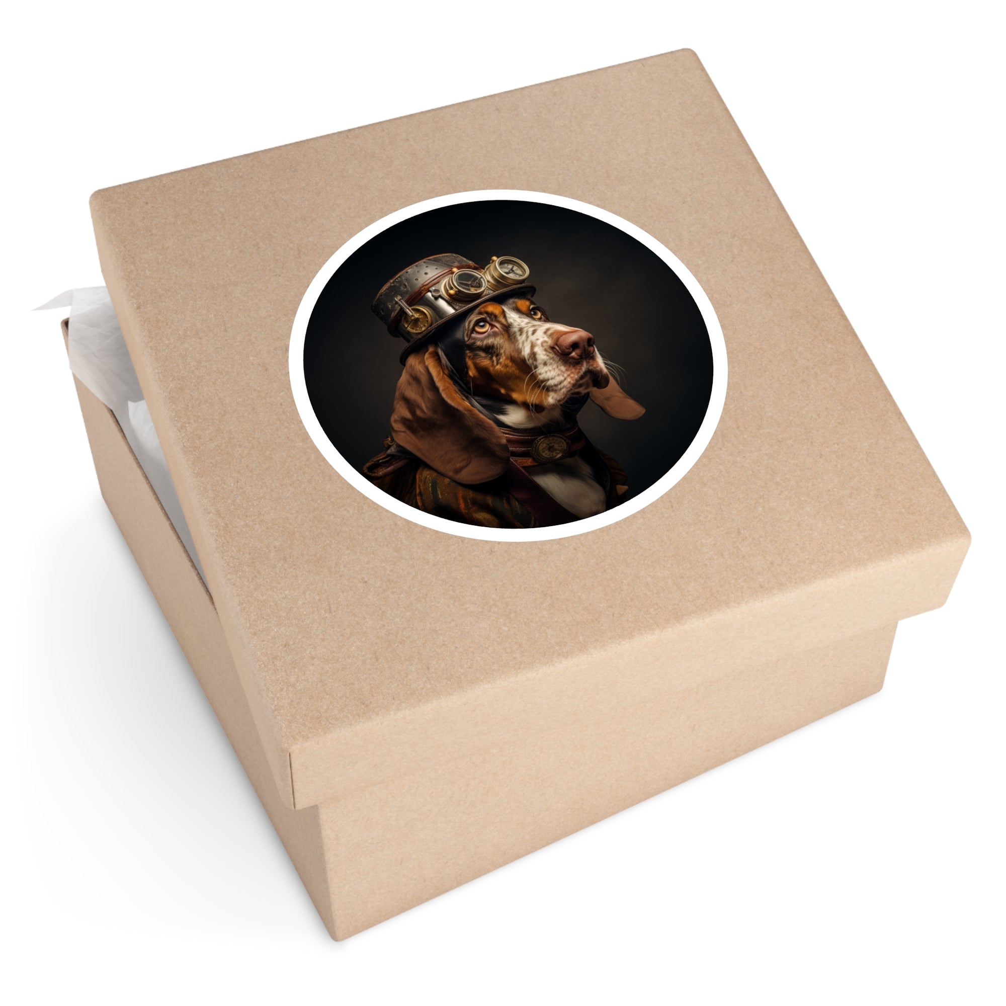 Basset Hound, Steampunk Sticker, Laptop Decal, Gift for Dog Lovers