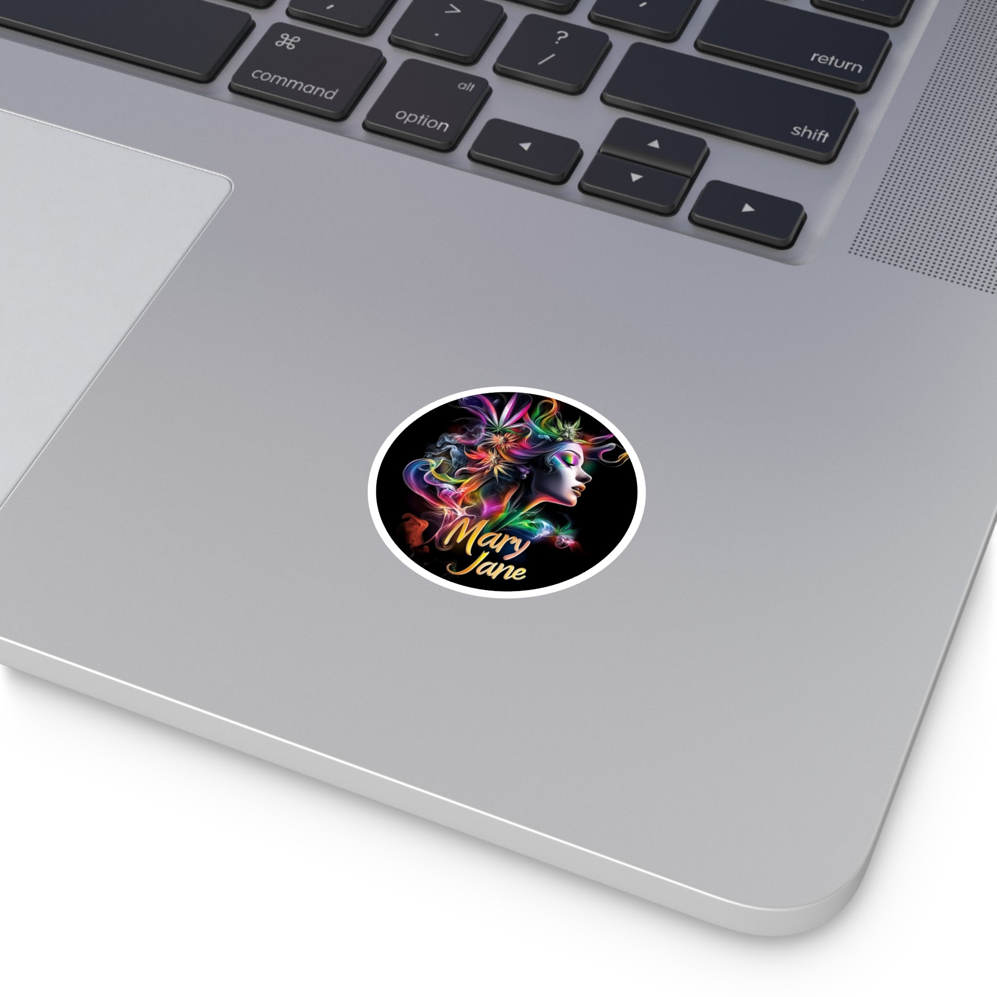 Mary Jane portrait sticker, vibrant art, expressive character, bold design