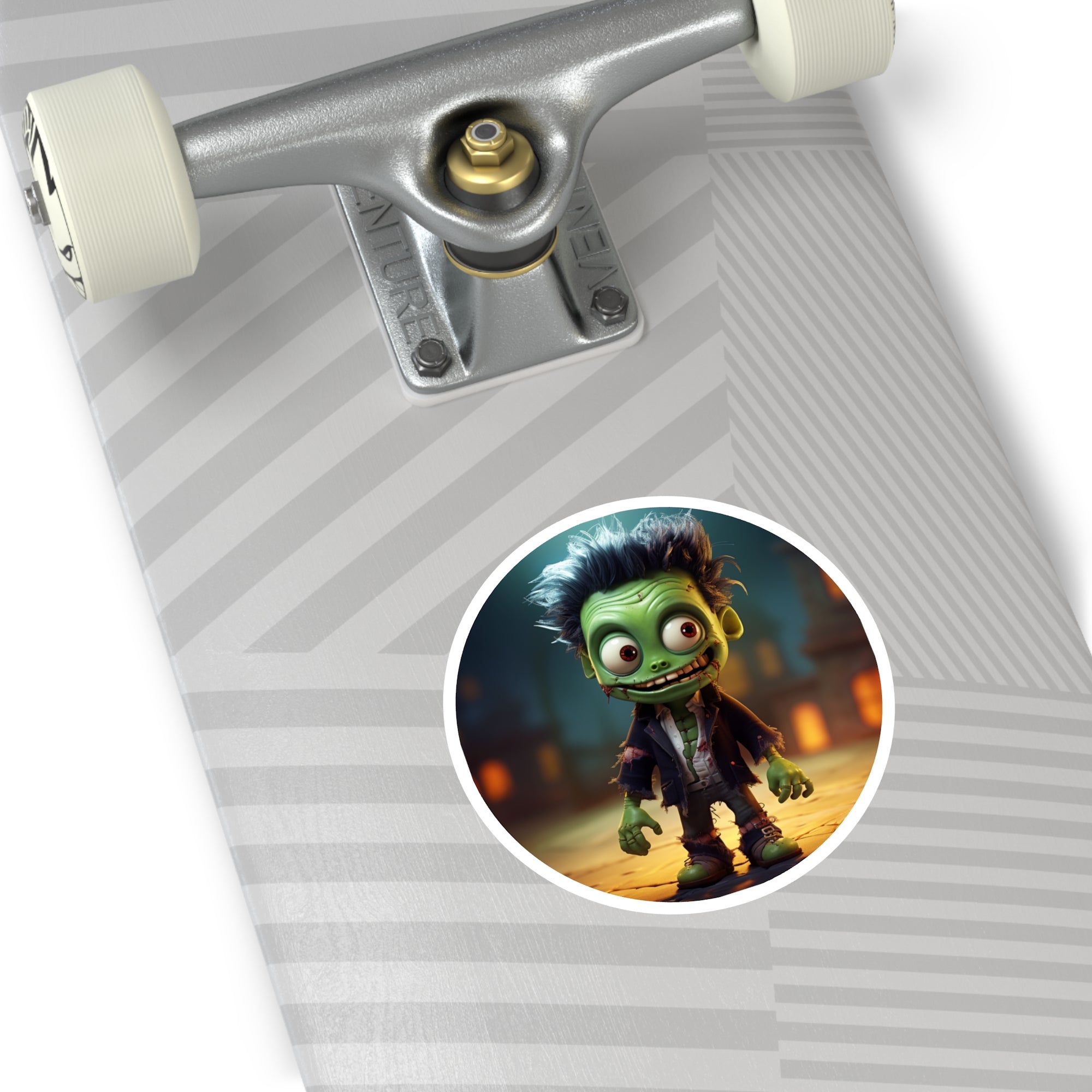 Happy Zombie Sticker, Cartoon Halloween Design, Funny Spooky Art