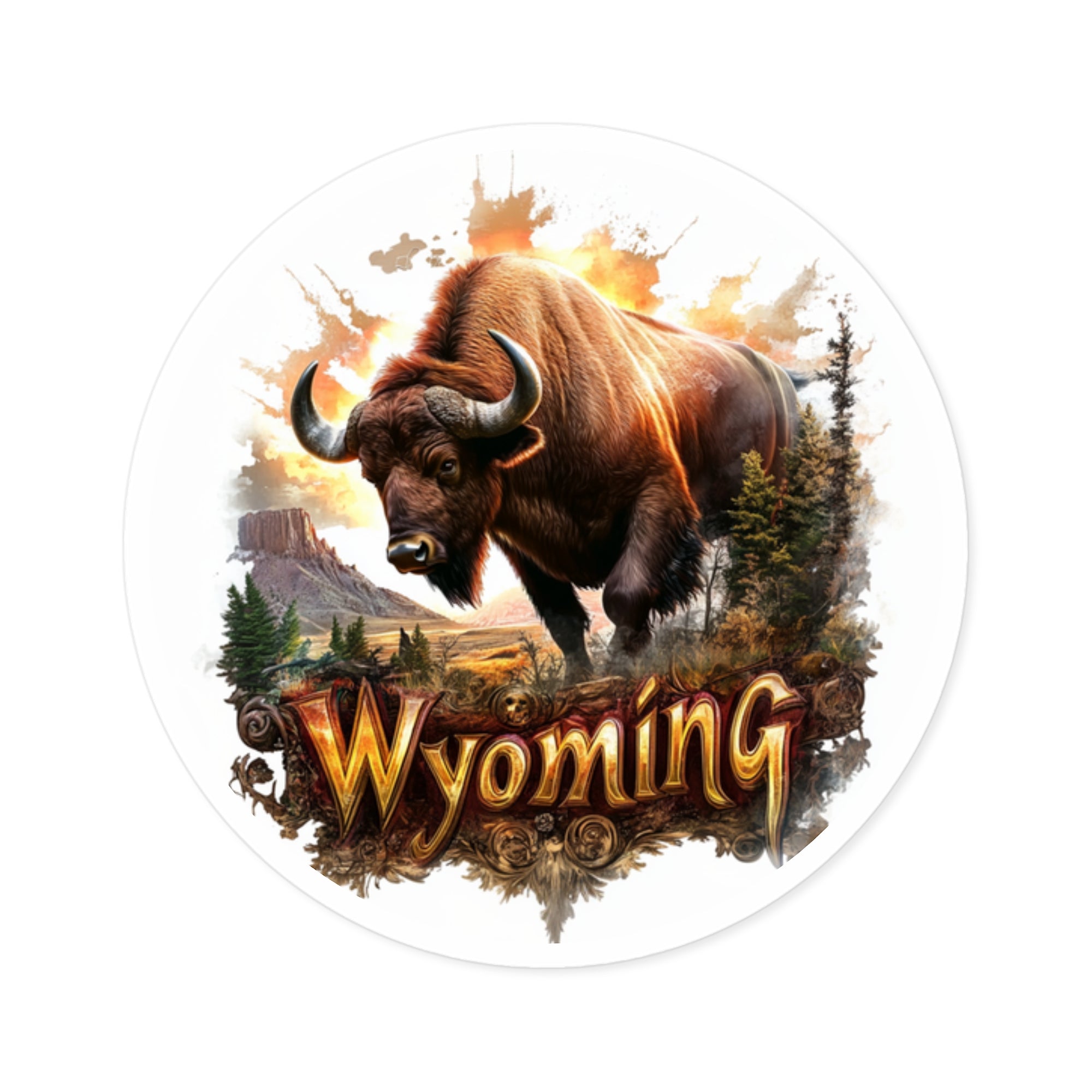 Buffalo Wyoming, Landscape Sticker, Travel Decor, Western Gift
