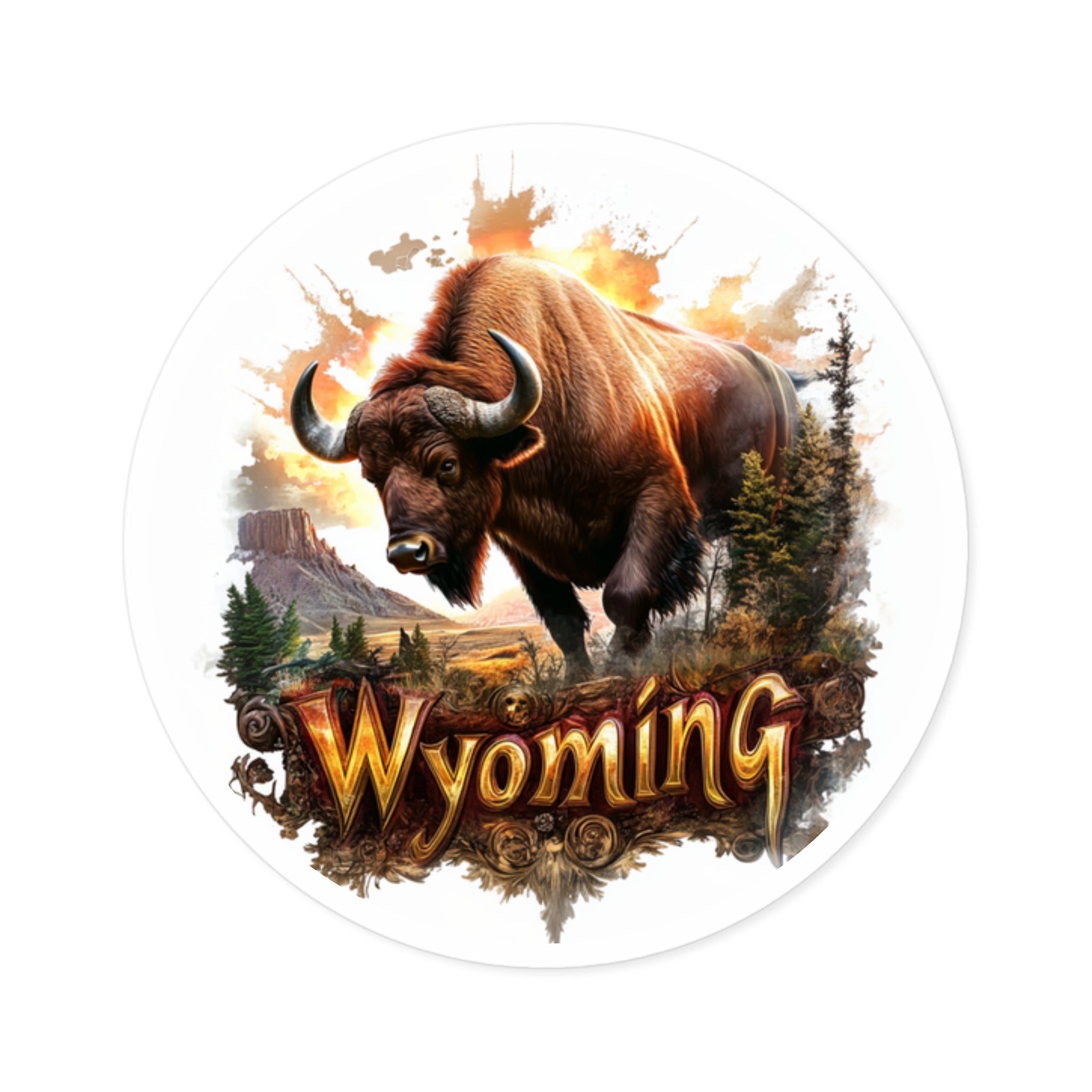 Buffalo Wyoming, Landscape Sticker, Travel Decor, Western Gift