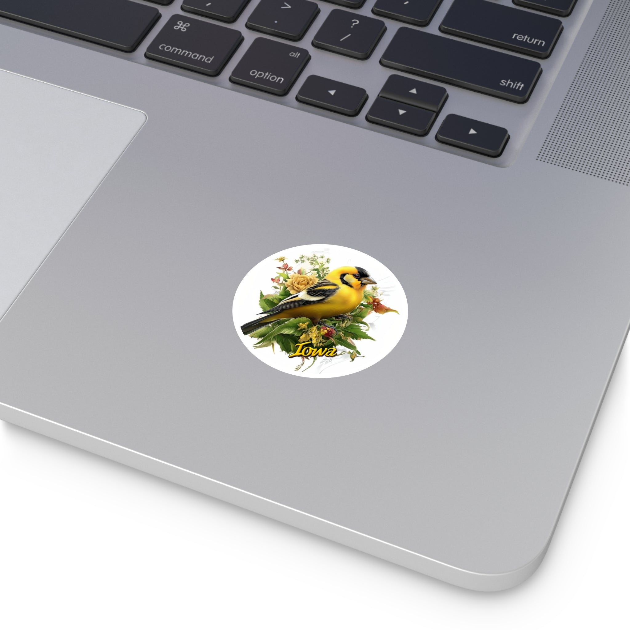 Iowa Goldfinch, Floral Nature Sticker, Laptop or Journal, State Bird Design