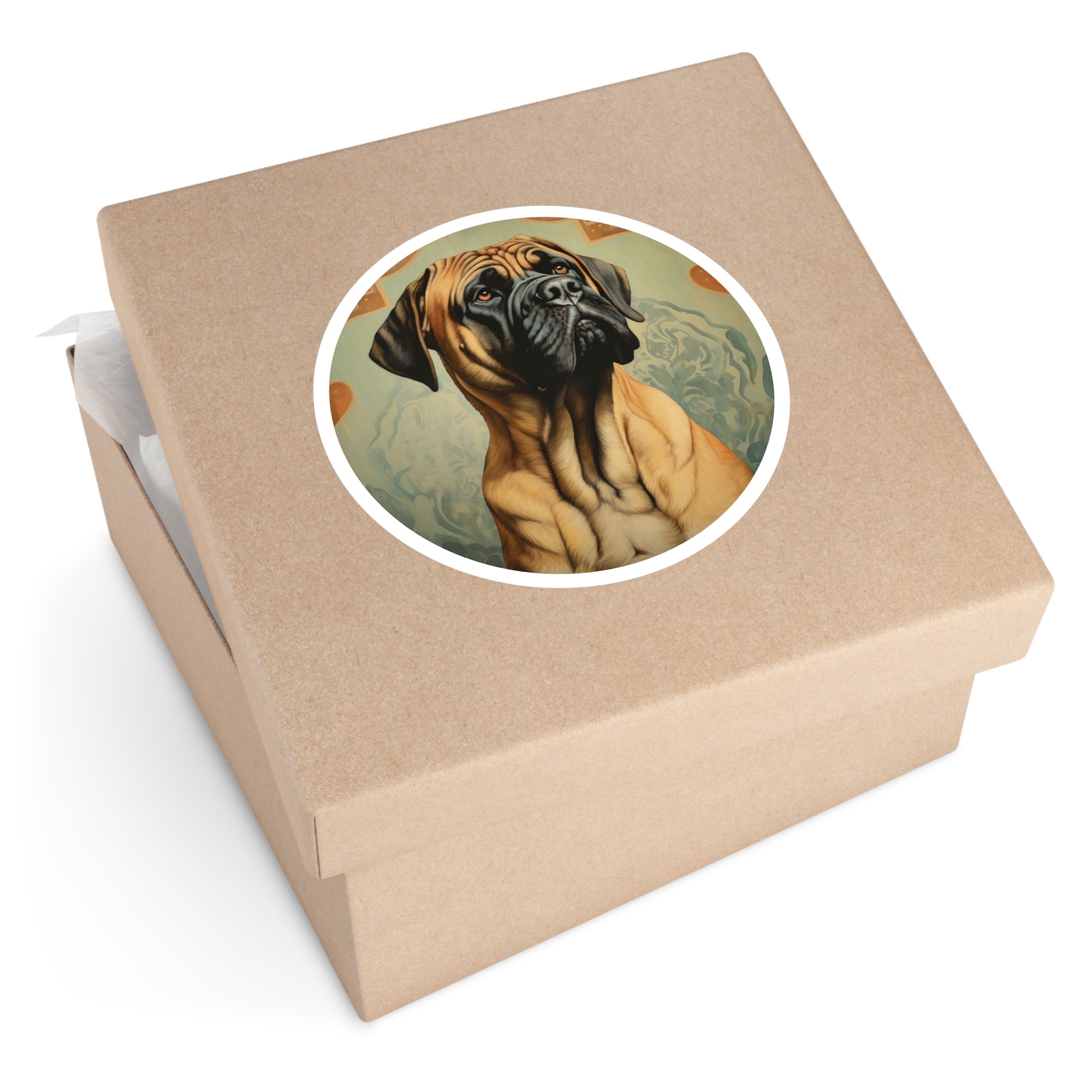 Art Deco Mastiff, Regal Dog Sticker, Elegant Design, Classic Pet Art