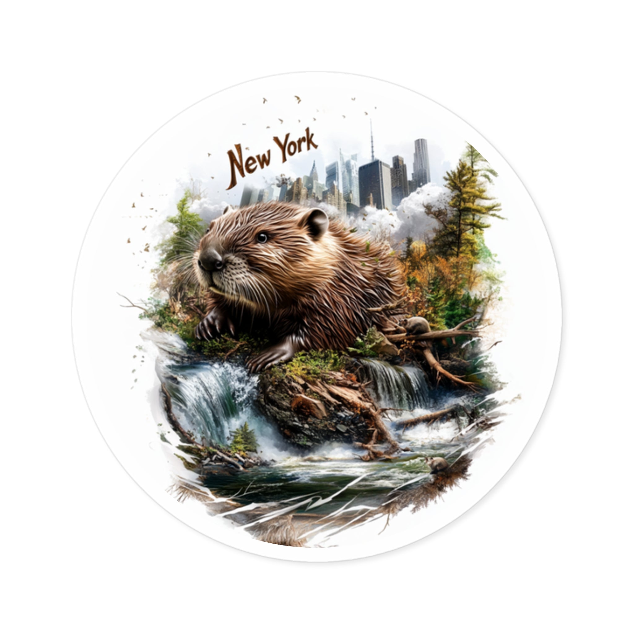 New York Beaver Falls, Nature and City Sticker, Laptop or Water Bottle, State Art