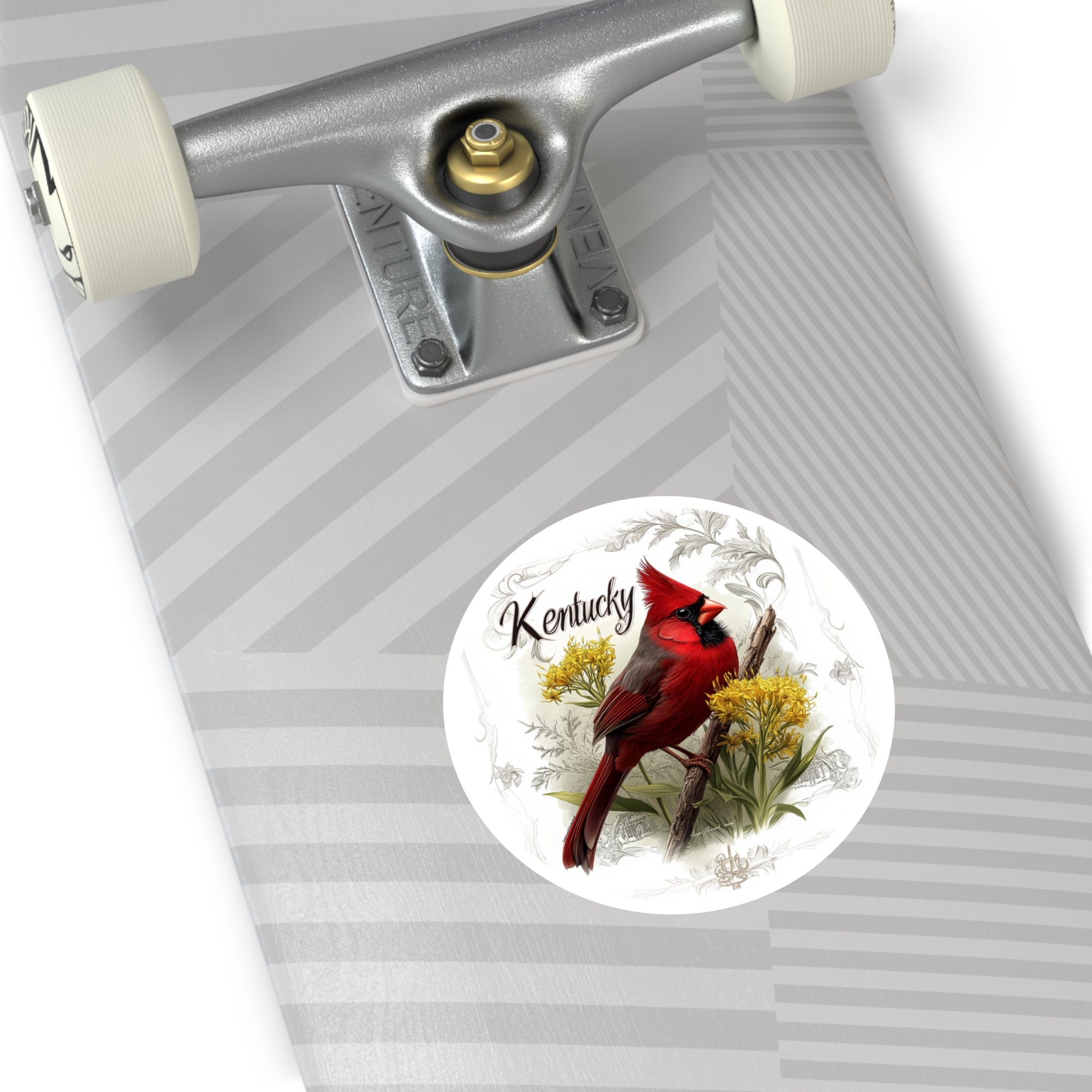 Kentucky Cardinal, Goldenrod Flower Sticker, State Pride Art, Nature Design