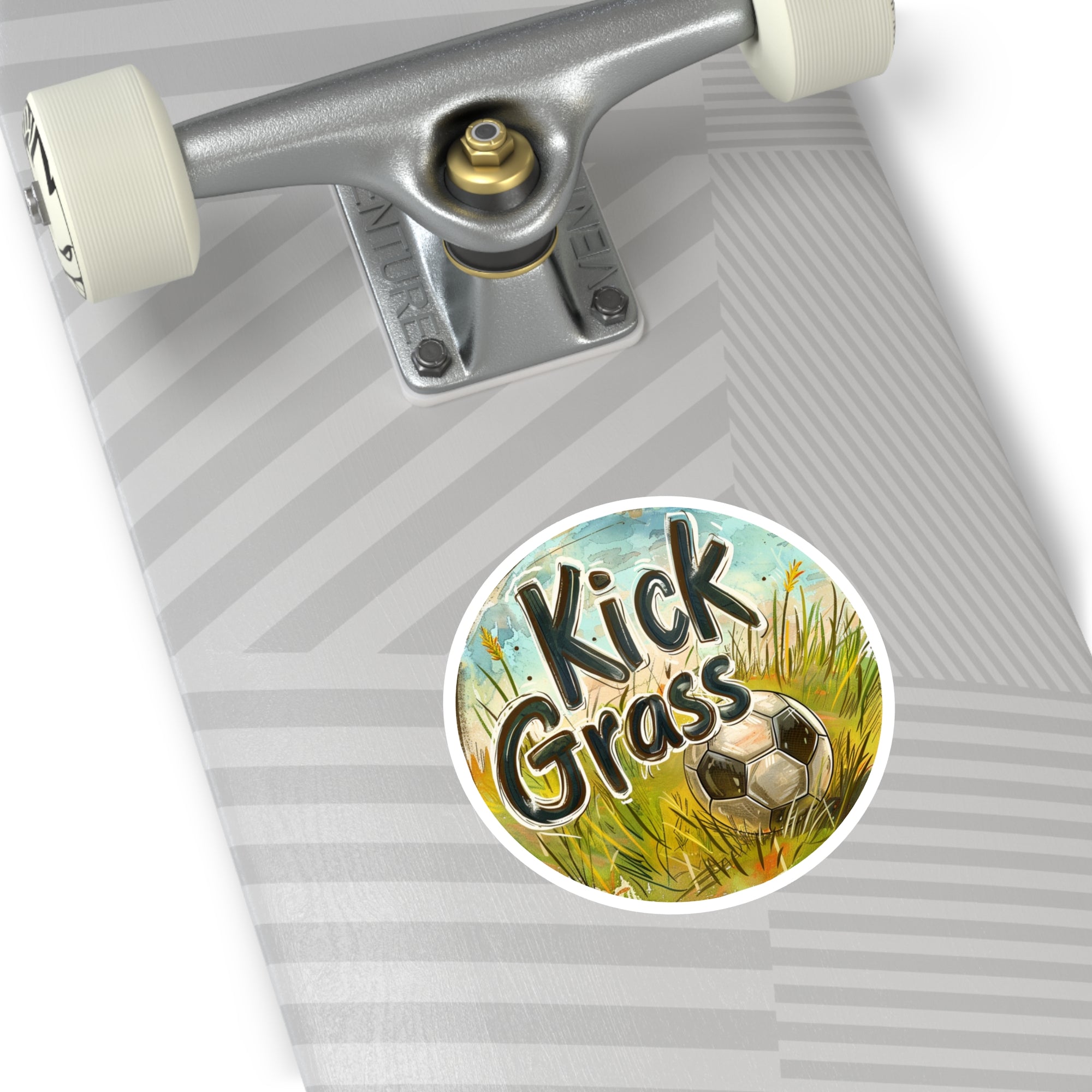 Kick Grass Sticker, Vintage Soccer Art, Fun Sports Design, Game Gift