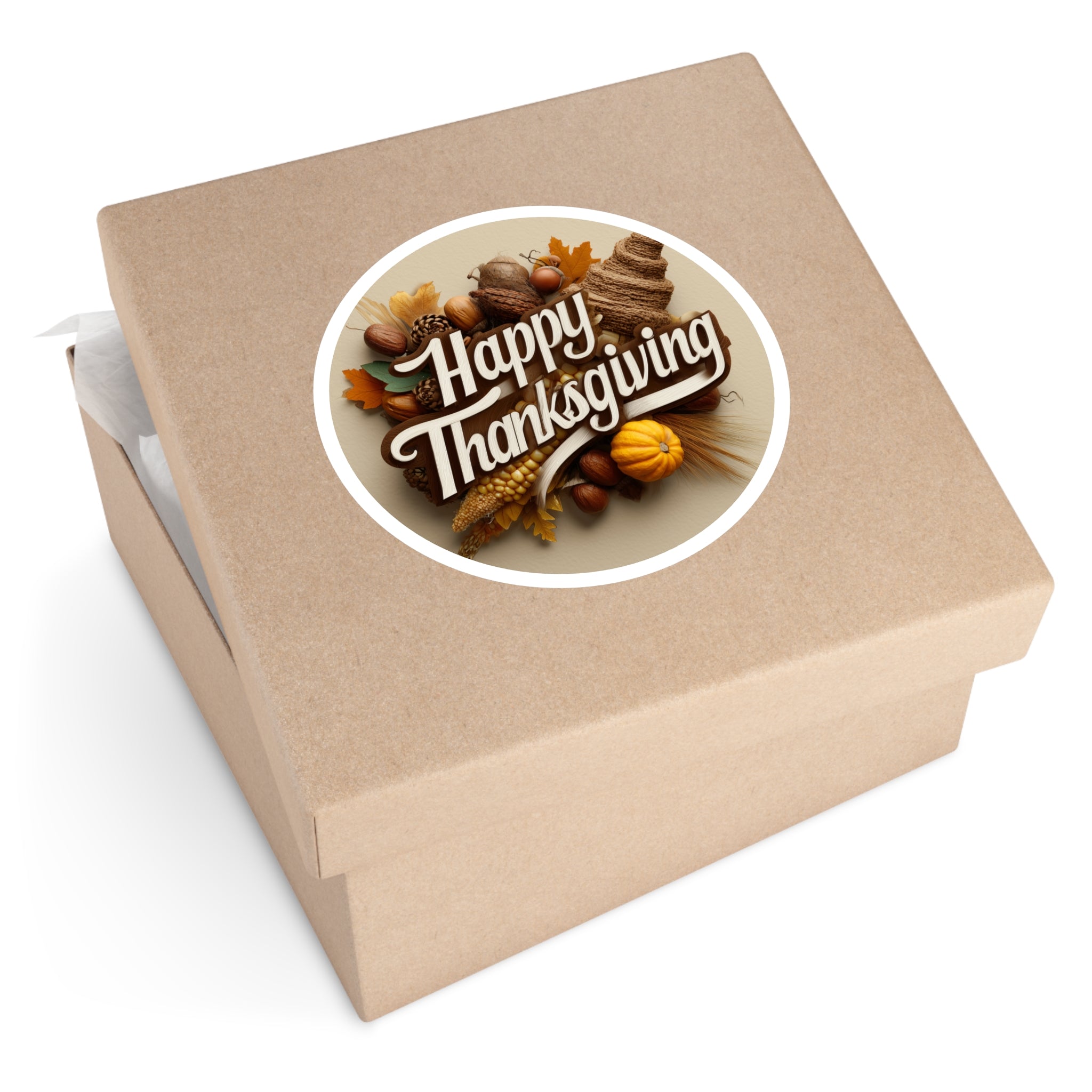 Happy Thanksgiving Sticker, Cornucopia Art, Autumn Harvest Design, Fall Gift