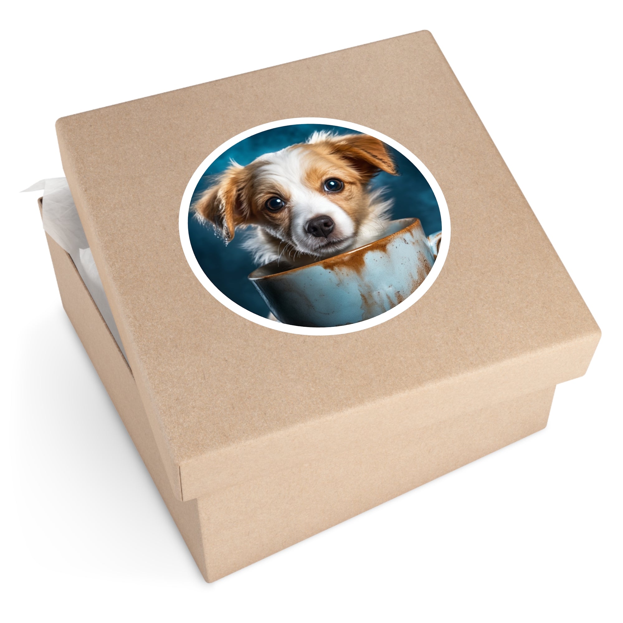 Morning Pup Sticker, Coffee Art, Cute Dog Design, Cozy Lifestyle Aesthetic