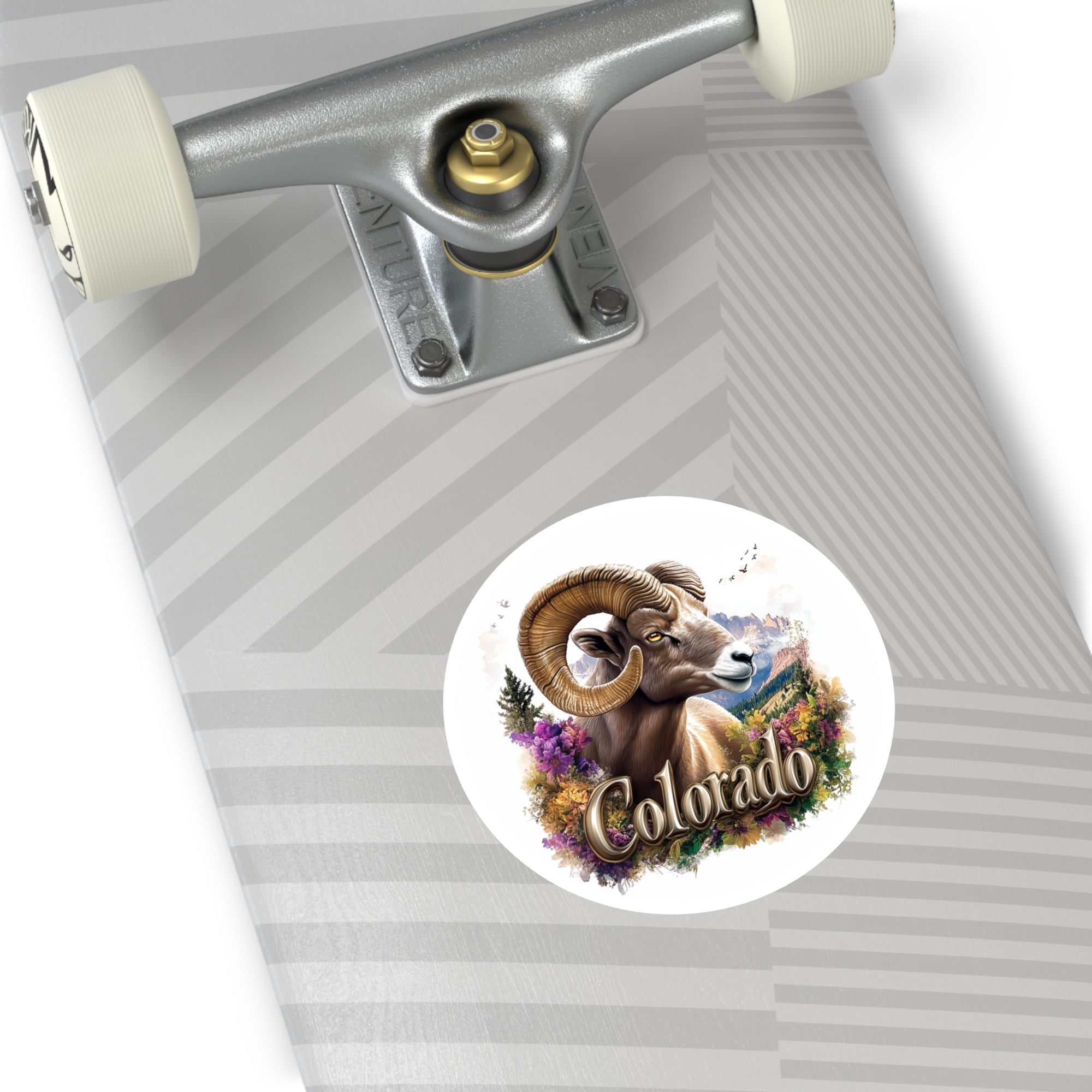 Colorado Bighorn Sheep, Wildflower Mountain Sticker, Laptop or Journal, State Animal Art