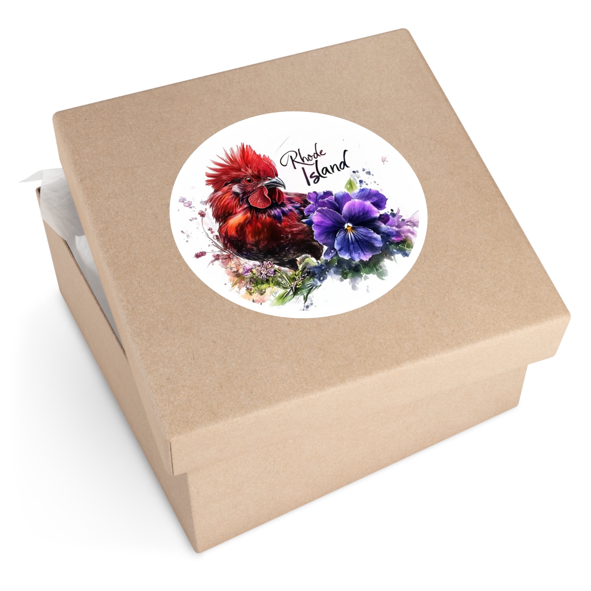 Rhode Island State Sticker, Rhode Island Red and Violet Design, Nature Art