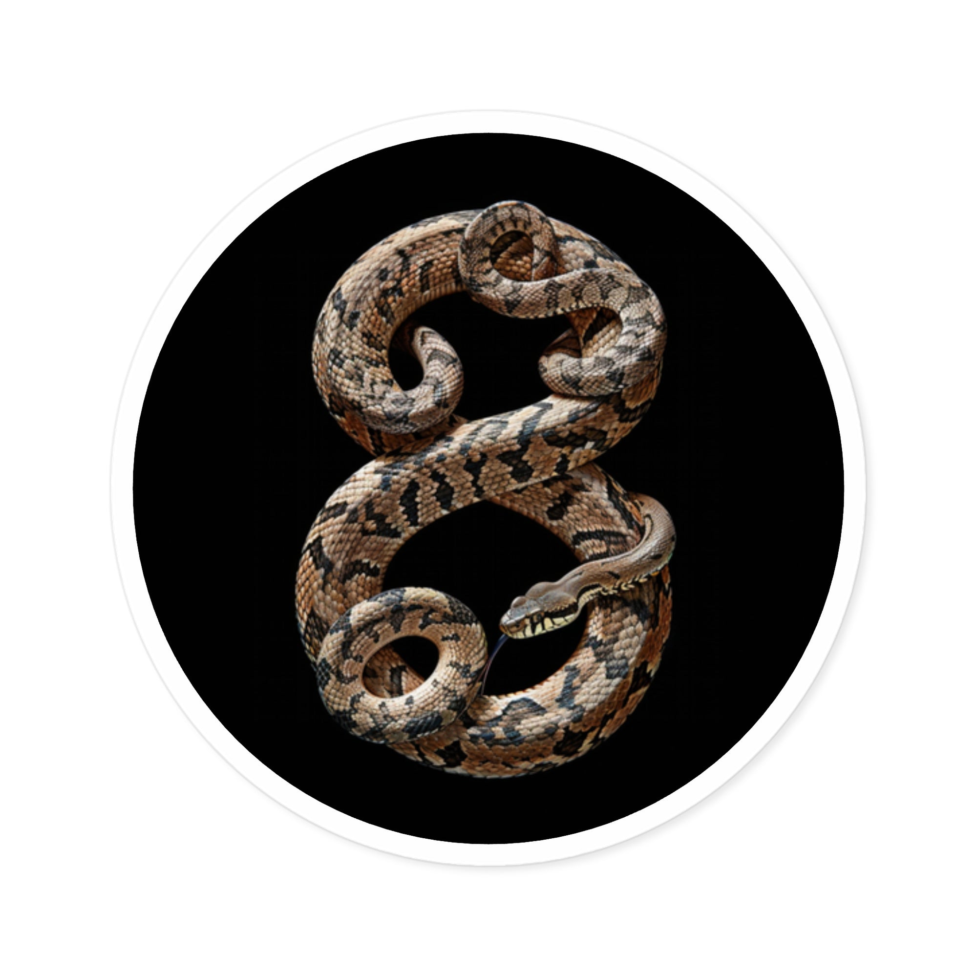 Snake Number Eight Sticker, Realistic Design, Dark Art, Unique Symbolic Piece