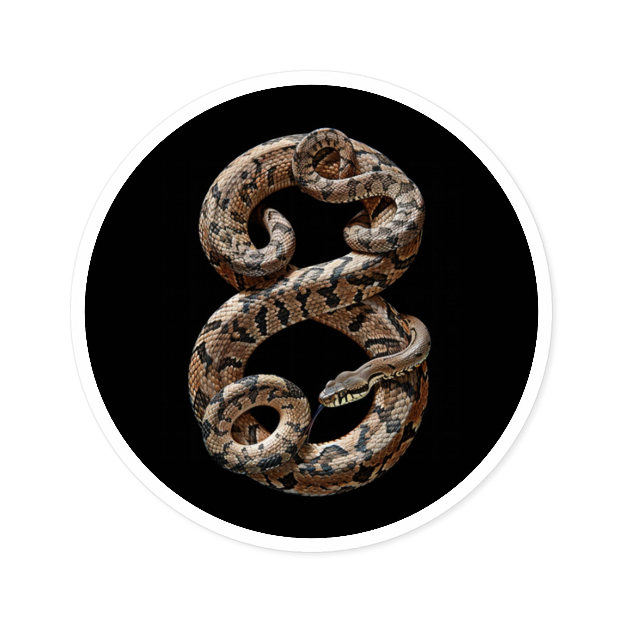 Snake Number Eight Sticker, Realistic Design, Dark Art, Unique Symbolic Piece