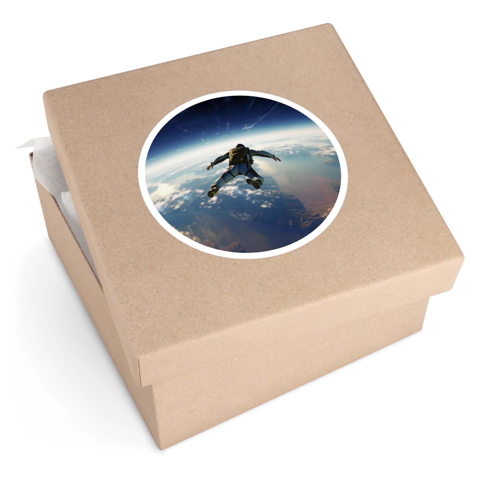 Skydiver Earth View Sticker, Adventure Art, Aerial Design, Explorer Gift