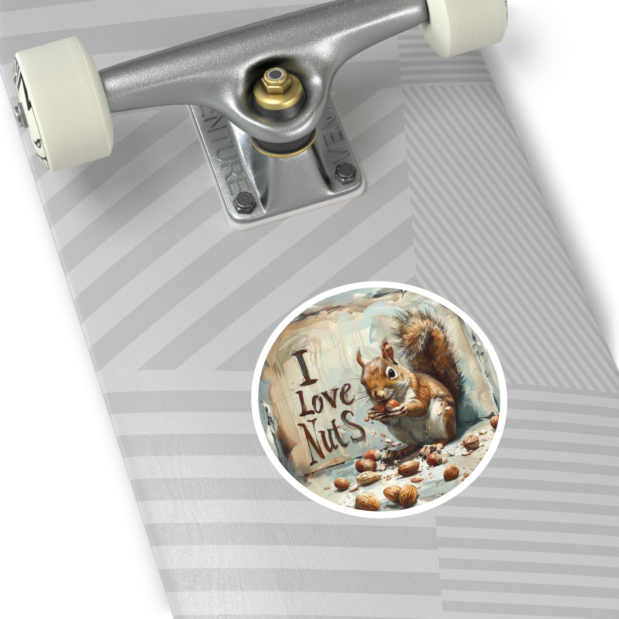 I Love Nuts Sticker, Squirrel Art Design, Funny Animal Quote, Cute Gift
