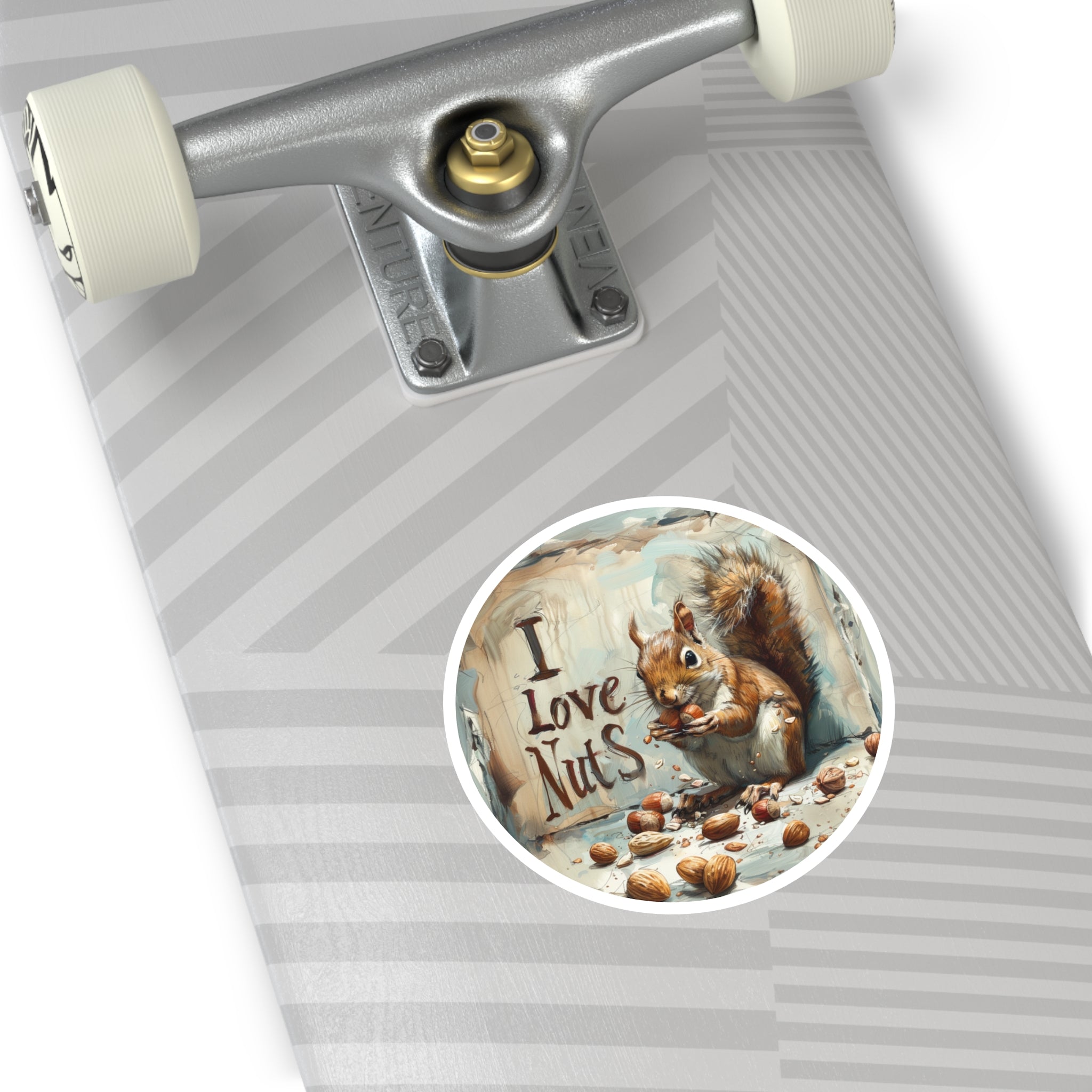 I Love Nuts Sticker, Squirrel Art Design, Funny Animal Quote, Cute Gift