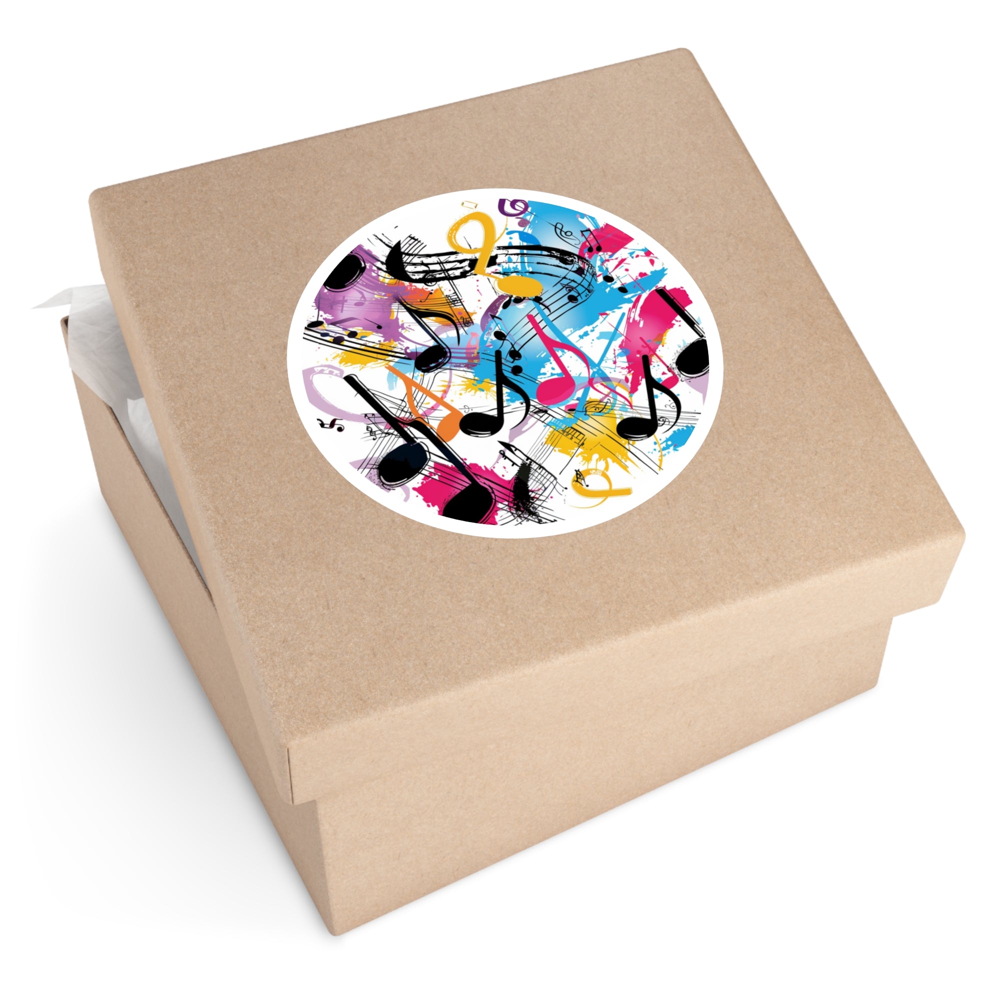 Musical Notes Splash, Artistic Music Sticker, Sheet Melody, Creative Rhythm