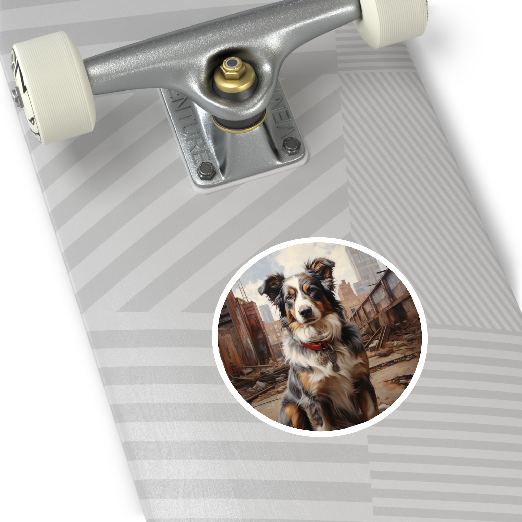 Australian Shepherd, Urban Dog Sticker, Realistic Pet Art, City Life