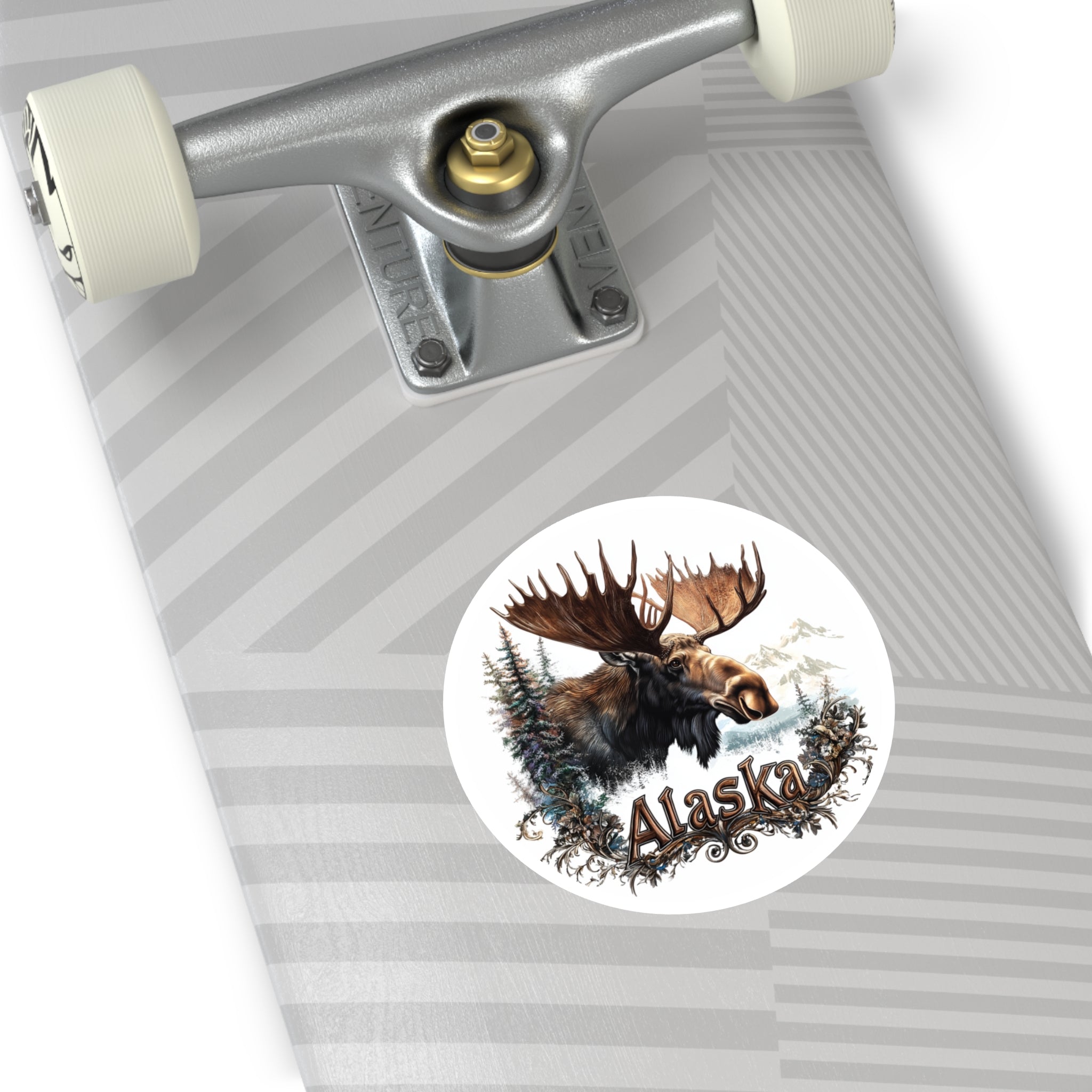 Alaska Moose Head Sticker, Rustic Wildlife Art, Forest Design, Adventure Theme