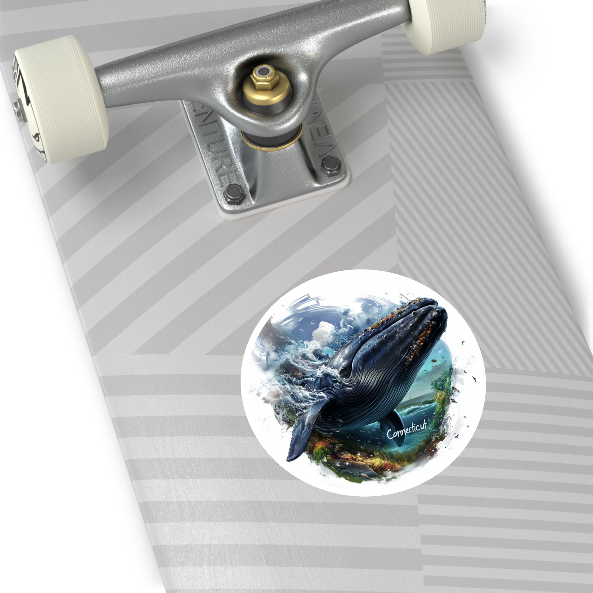Connecticut Marine Life Sticker, Whale Design, Coastal Nature Art, Ocean Scene