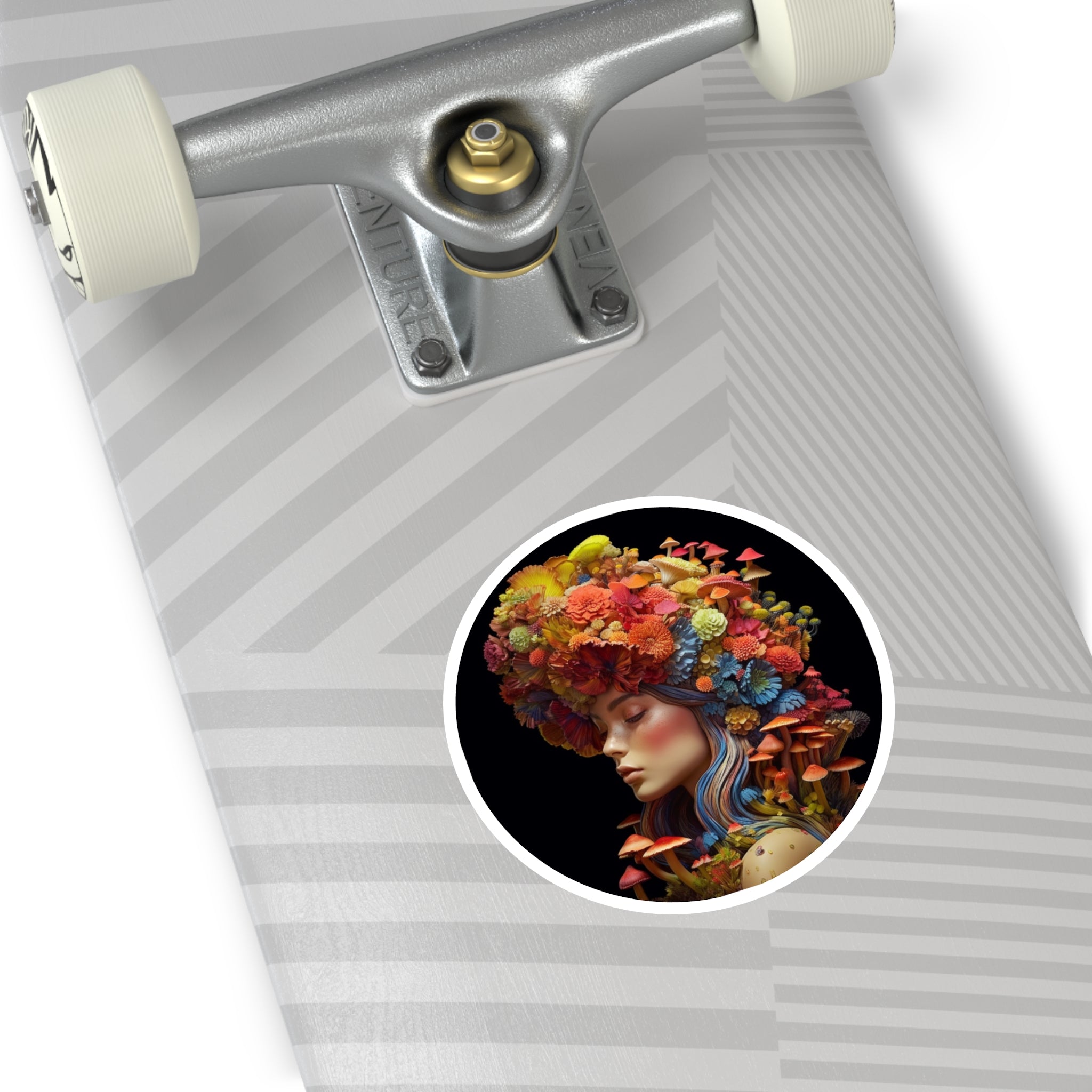 Mushroom Goddess, Psychedelic Sticker, Fantasy Woman, Bright Design