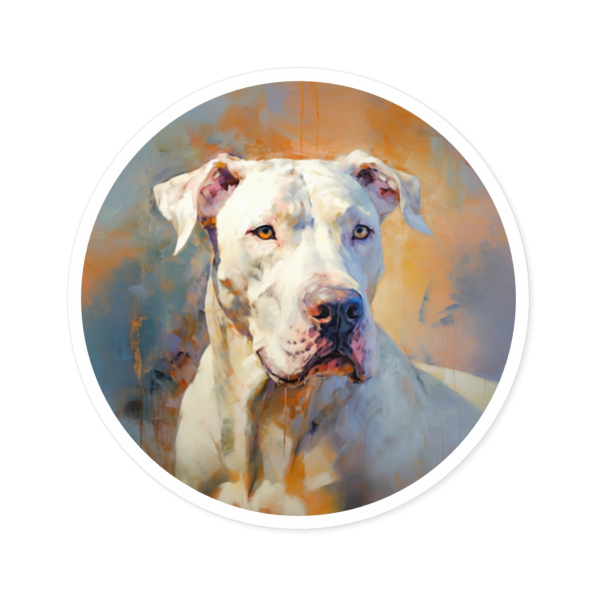 Dogo Argentino Sticker, Painterly Dog Art, Modern Pet Portrait