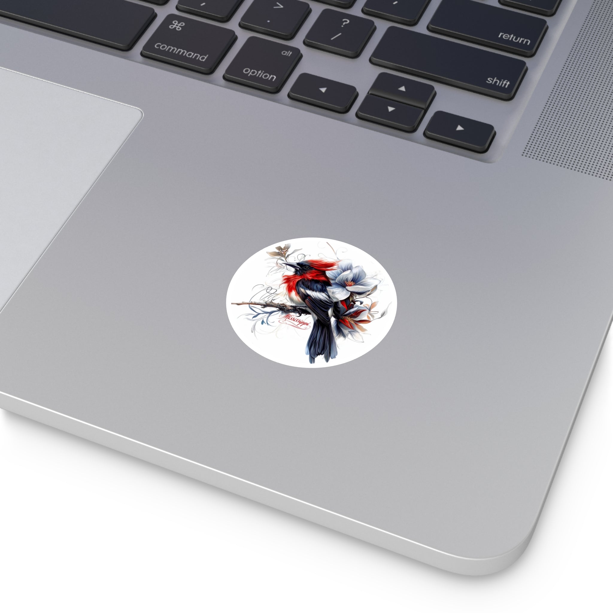 Mississippi Mockingbird Sticker, State Bird Art, Magnolia Design, Floral Theme