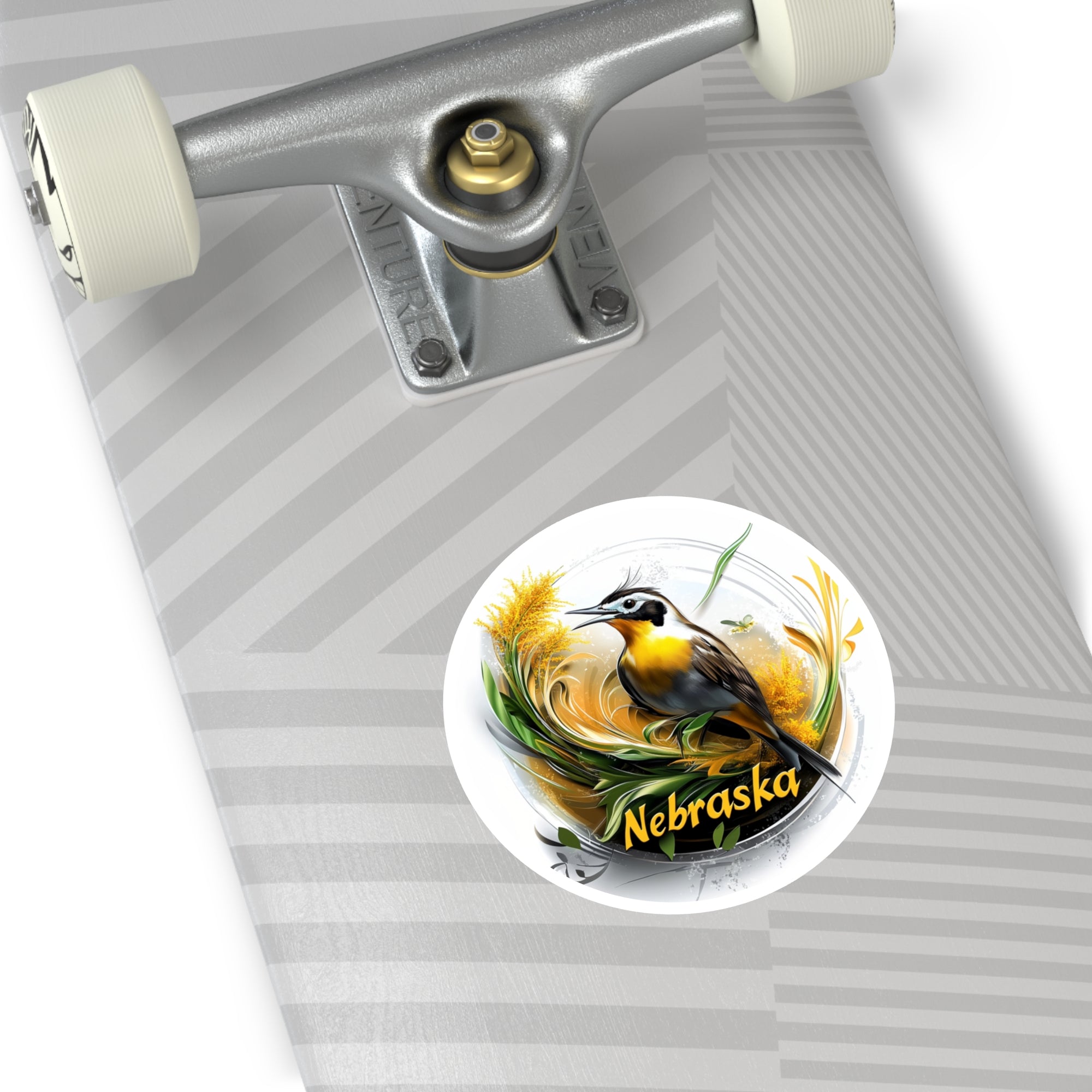 Nebraska Meadowlark Sticker, Goldenrod Flower Design, State Pride, Bird Art