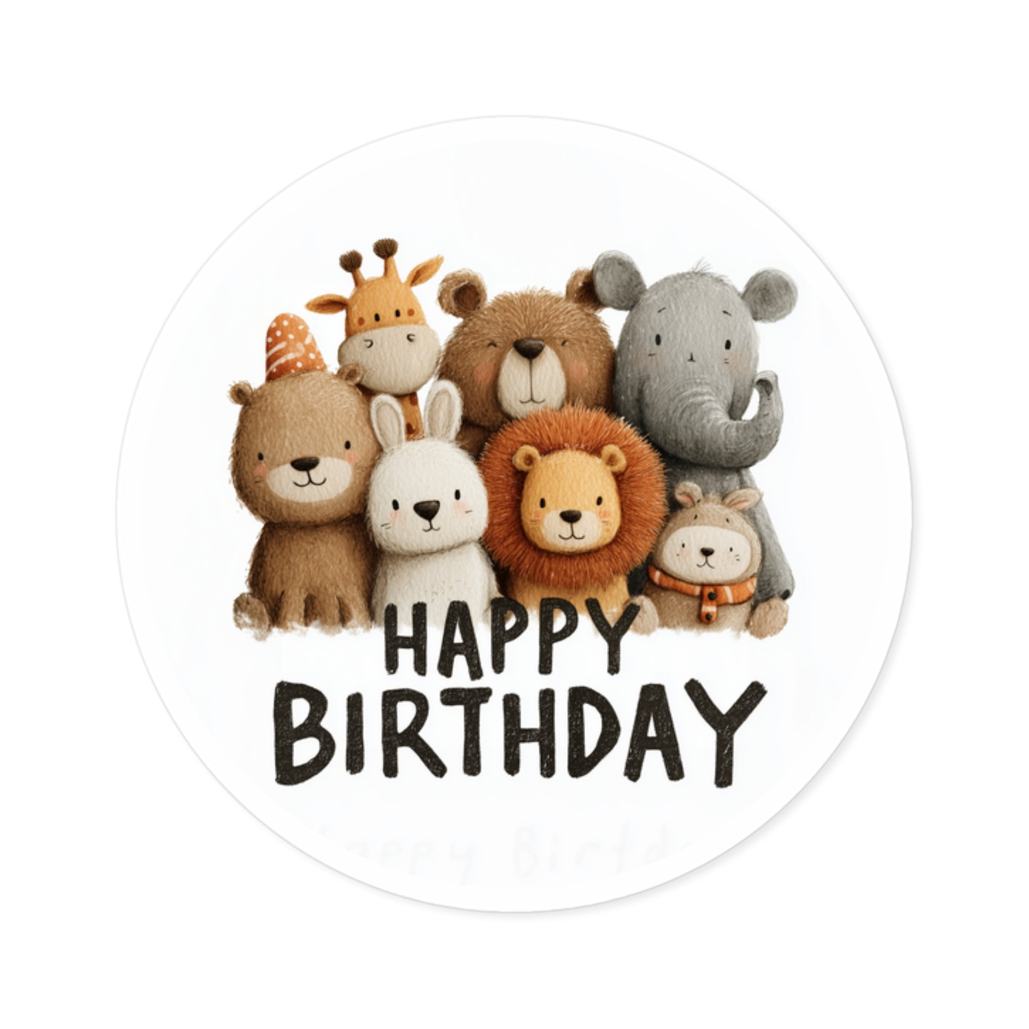 Happy Birthday Friends Sticker, Animal Party Art, Cute Celebration Design, Playful Aesthetic