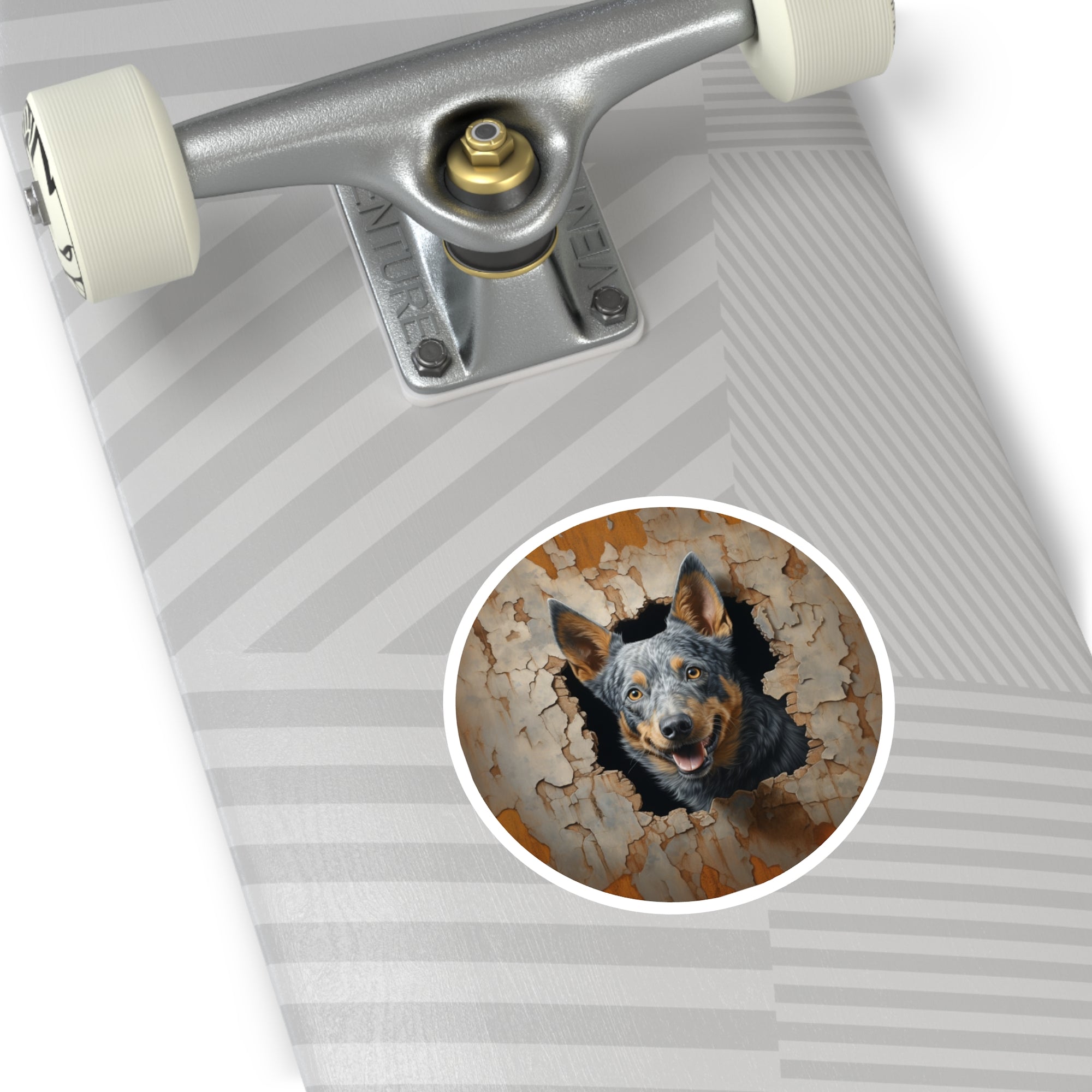Australian Cattle Dog, Trompe-L’Oeil Sticker, Laptop Decal, Gift for Dog Lovers