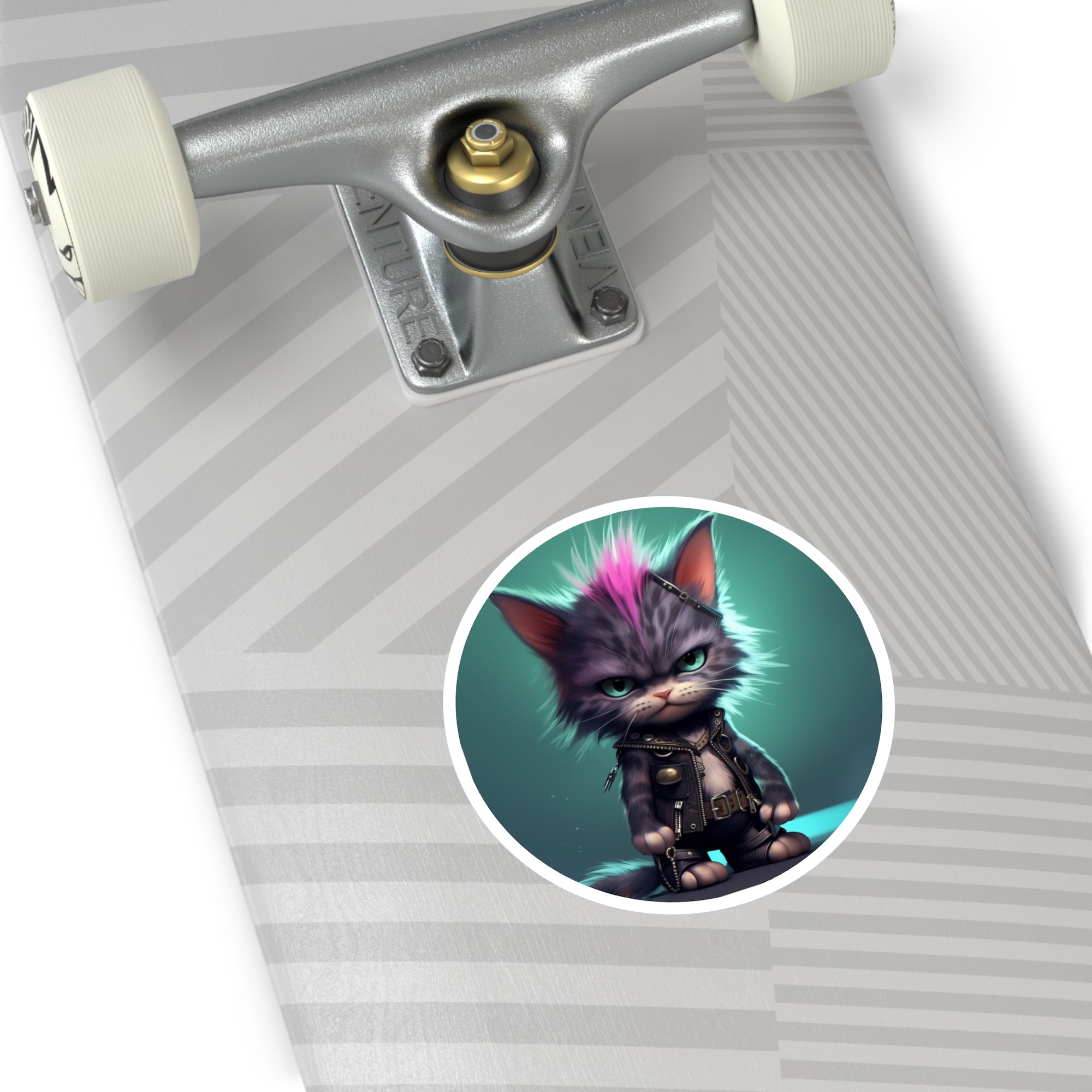 Punk Kitten, Rock Style Sticker, Cool Design, Rebel Art