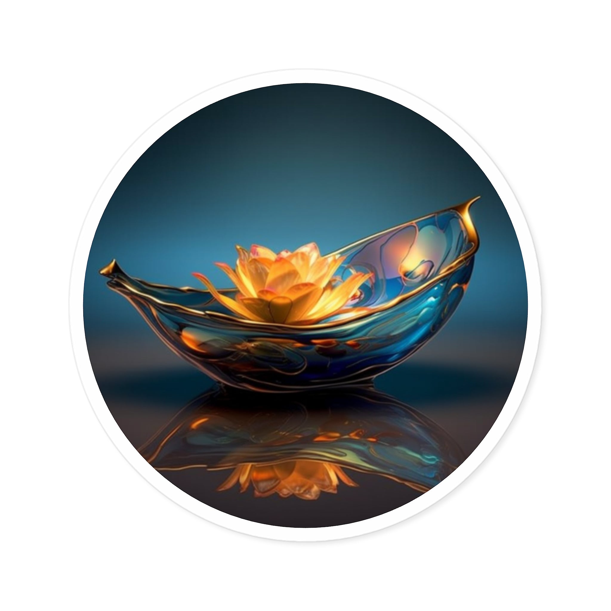 Glass Lotus Boat, Fantasy Art Sticker, Desktop Decor, Gift Idea