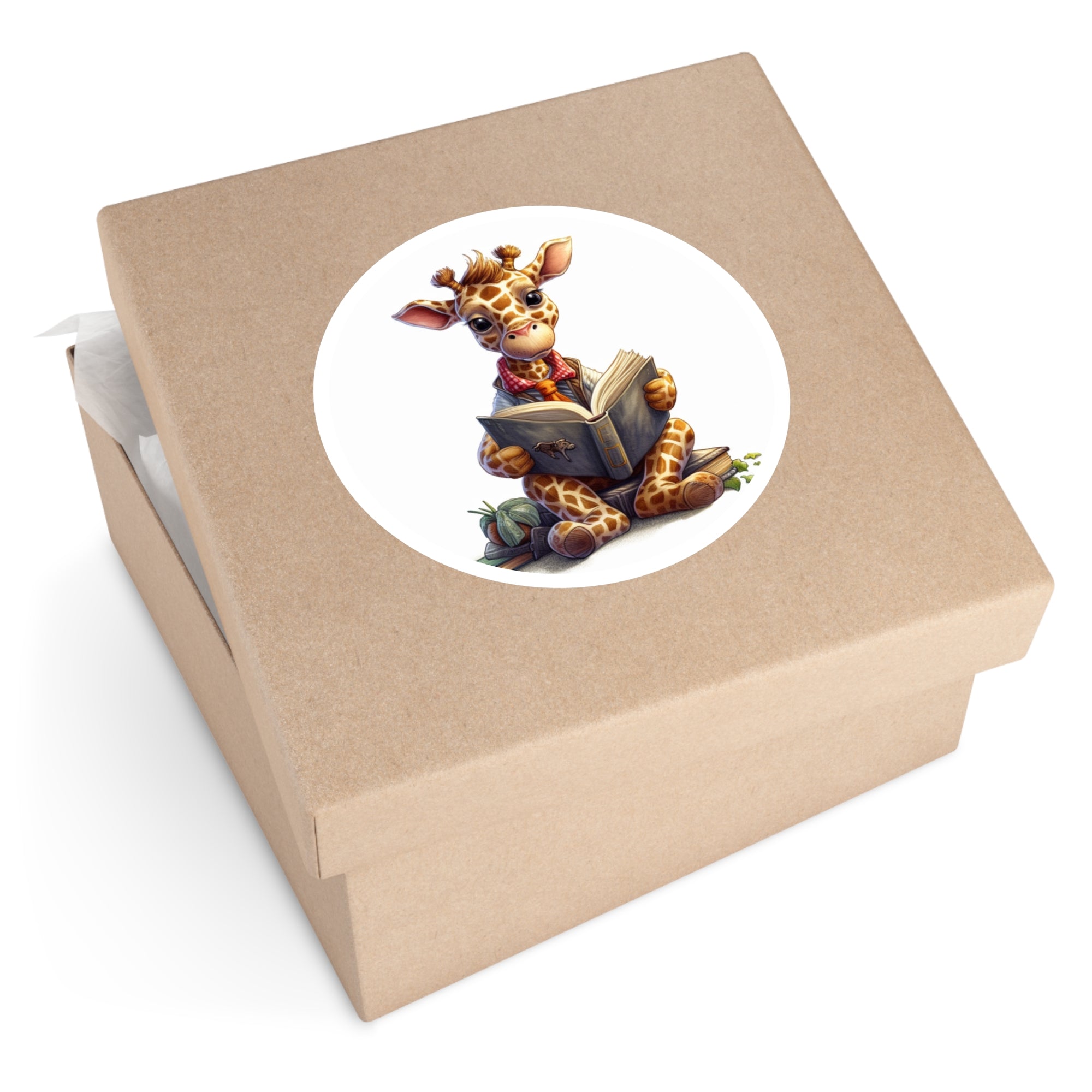 Reading Giraffe, Scholarly Sticker, Classroom Art, Whimsical Animal