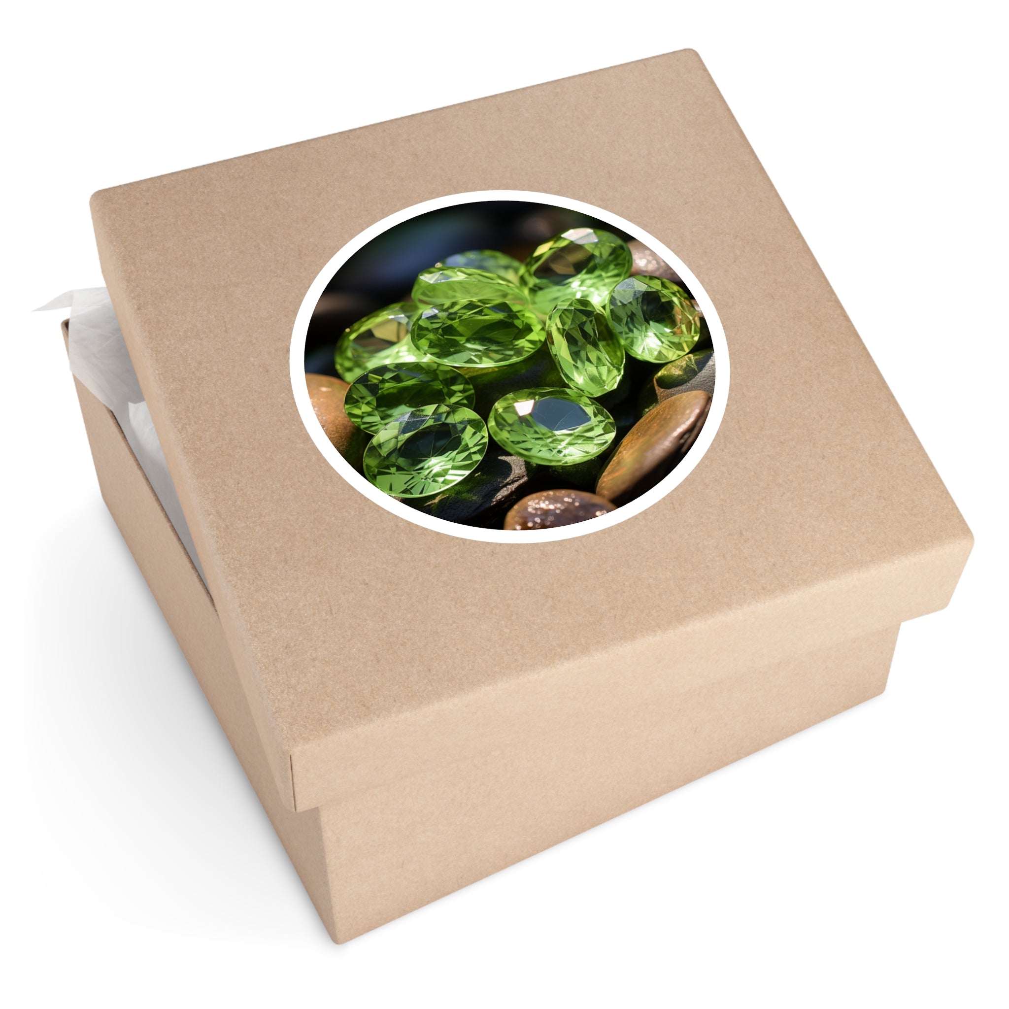 Peridot Gem Cluster, Green Gemstone Sticker, Mineral Art, Nature Decor