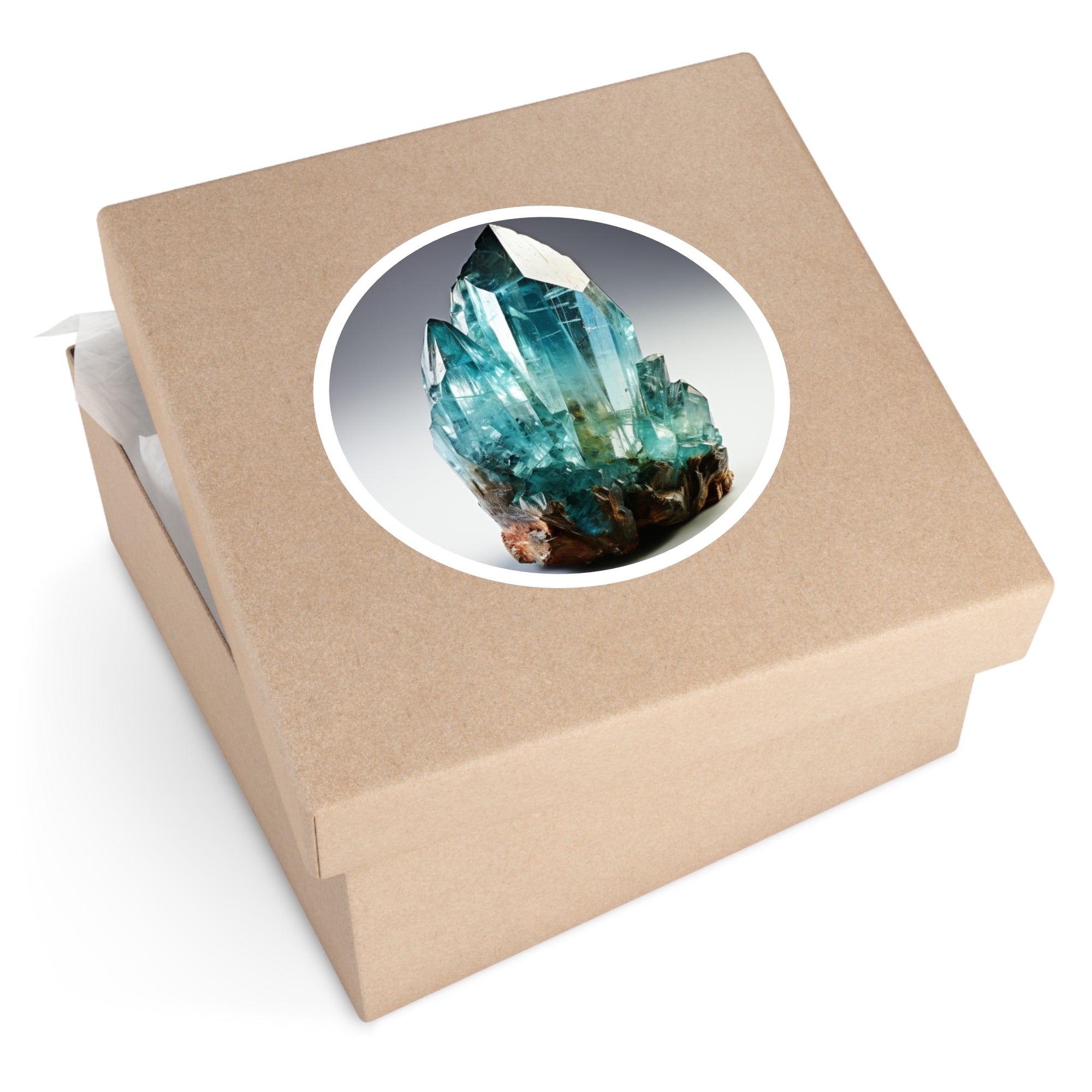 Aquamarine Crystal Point, Realistic Gemstone Sticker, Ocean Tones, Sea-Themed Gift