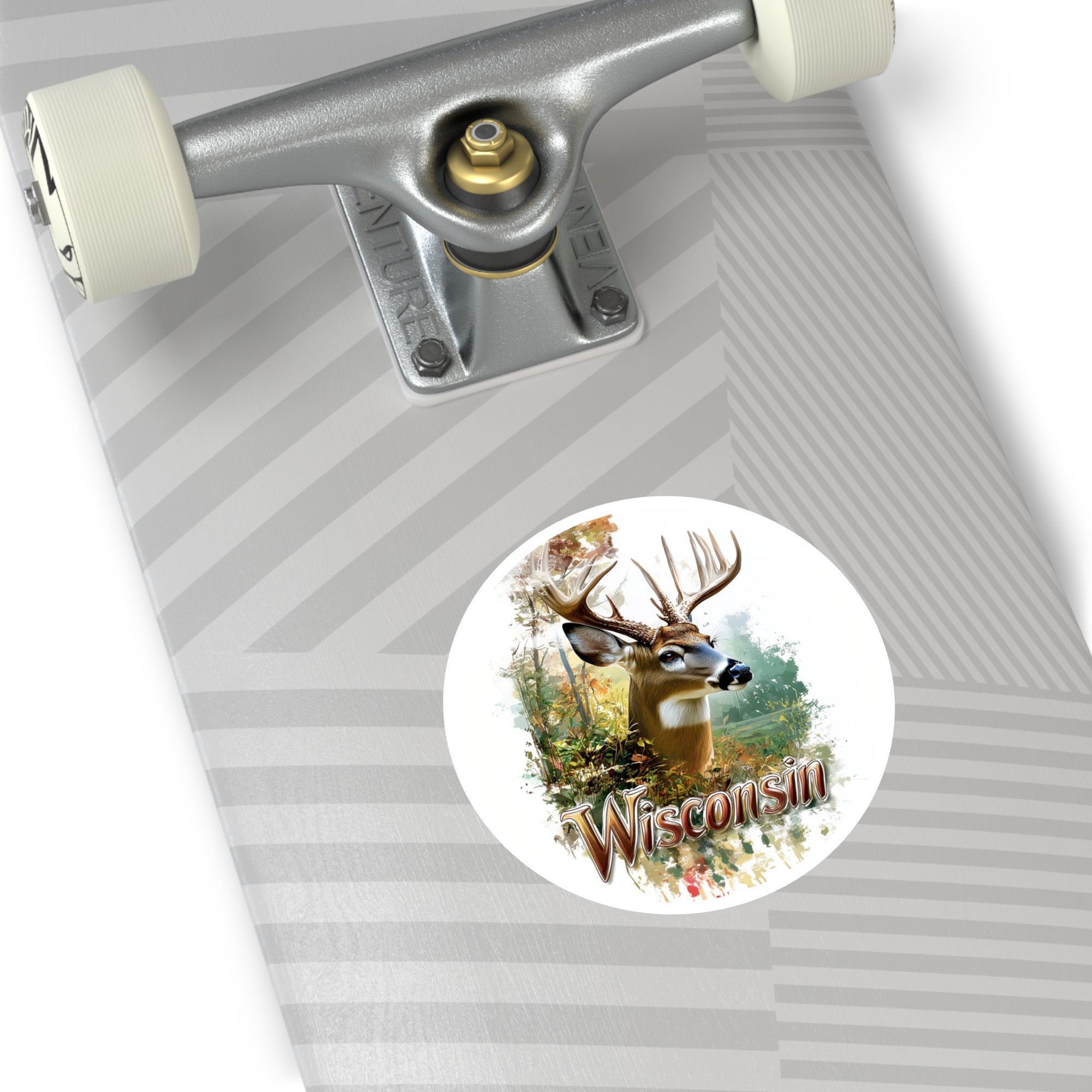 Wisconsin Deer Sticker, State Wildlife Art, Forest Nature Design, Rustic Outdoors