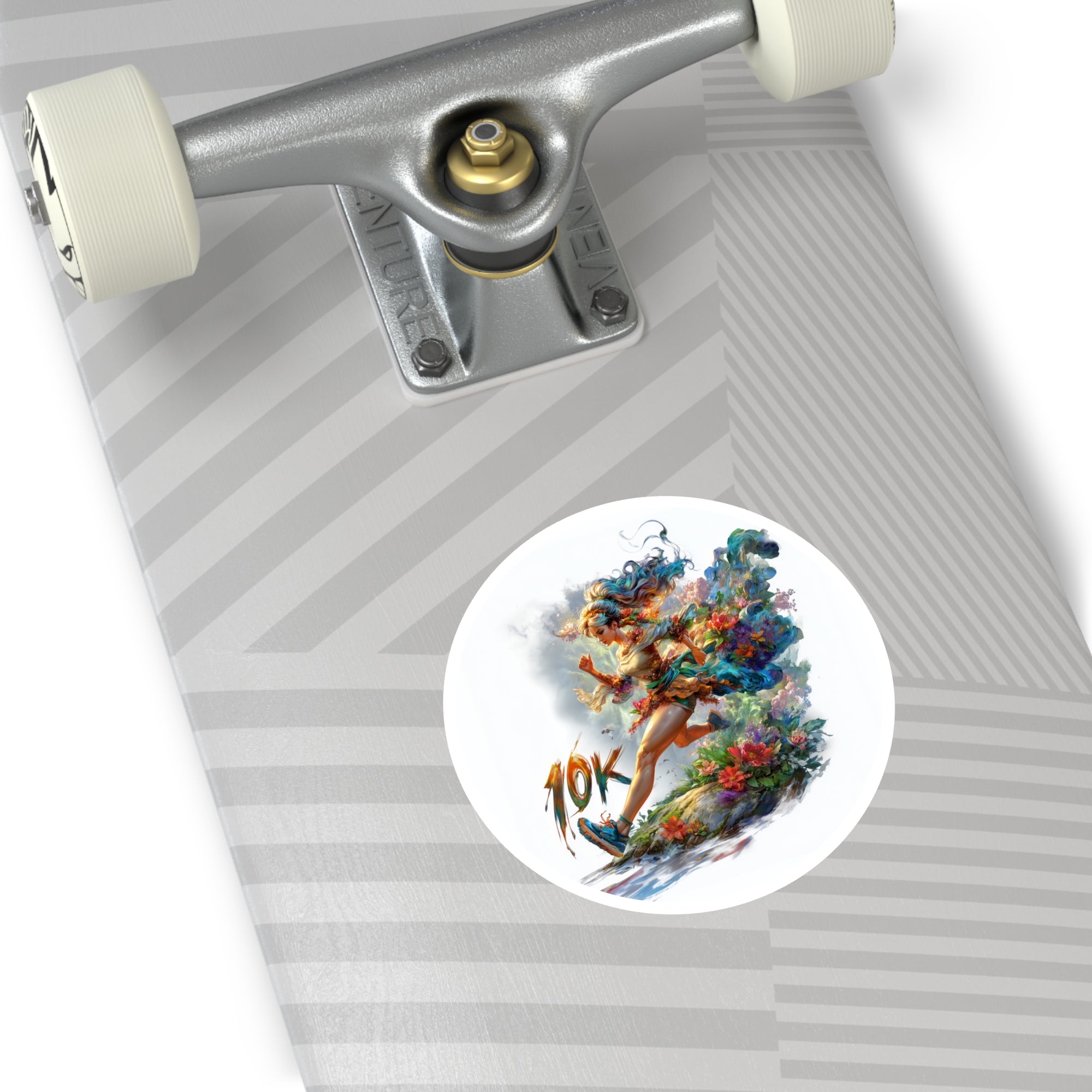 Floral 10K Runner Sticker, Motivational Art, Colorful Fitness Design, Dynamic Aesthetic