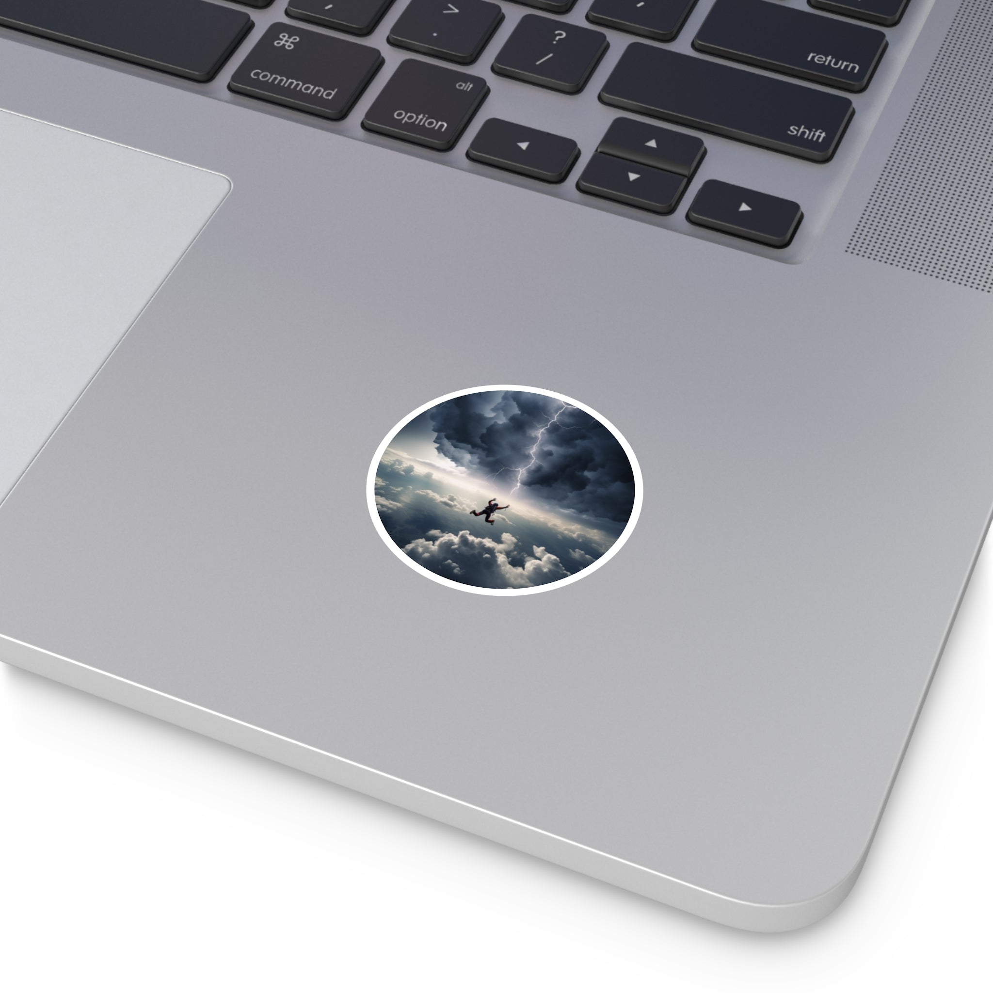 Storm Skydive Sticker, Lightning Adventure Art, Extreme Sport Design, Thrill Gift