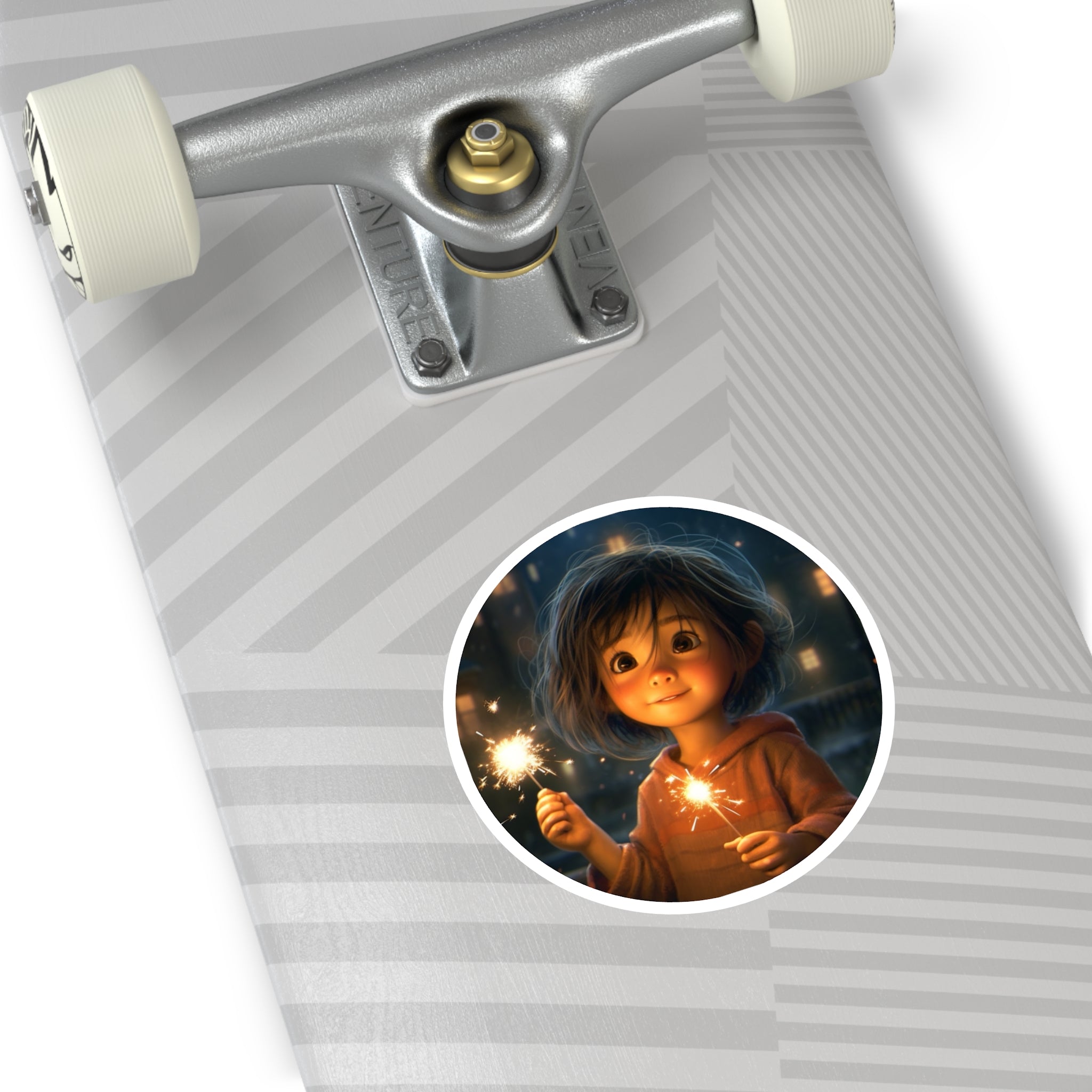 Little Girl With Sparkler, Cute Art Sticker, Celebration Decor, Fun Gift