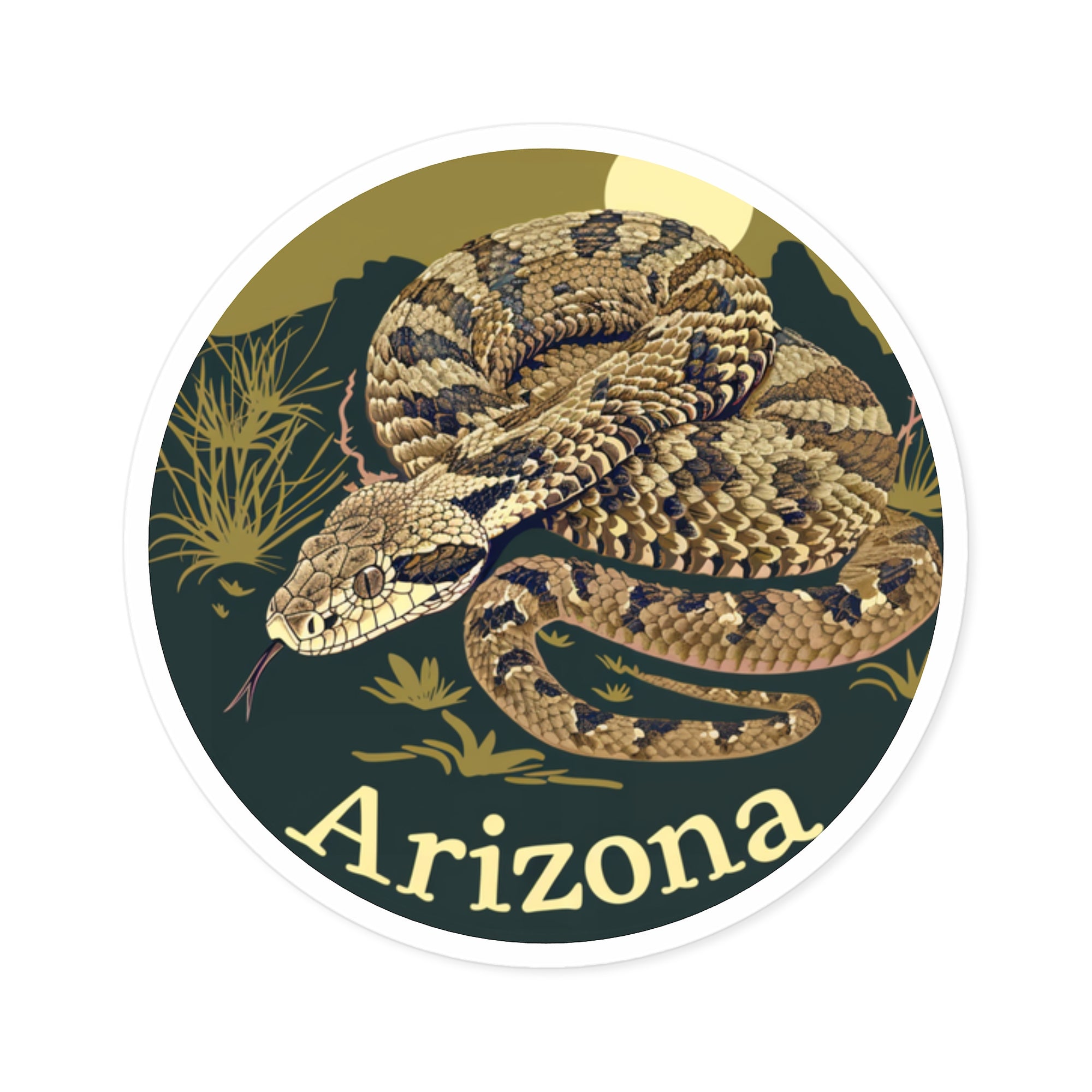Arizona Snake Sticker, Diamondback Design, Desert Wildlife Art, Southwest Gift