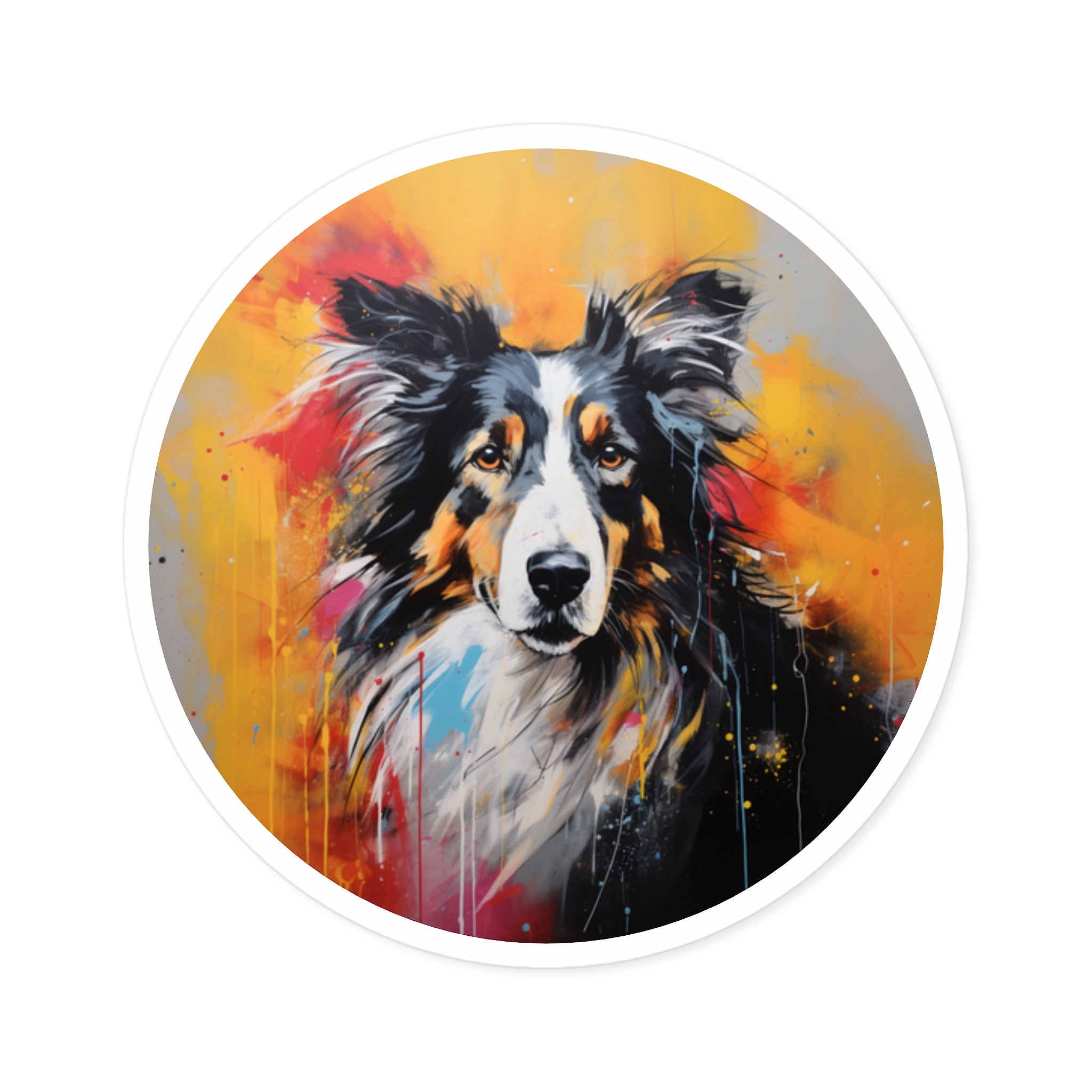 Collie, Abstract Expressionism Sticker, Laptop Decal, Gift for Dog Lovers