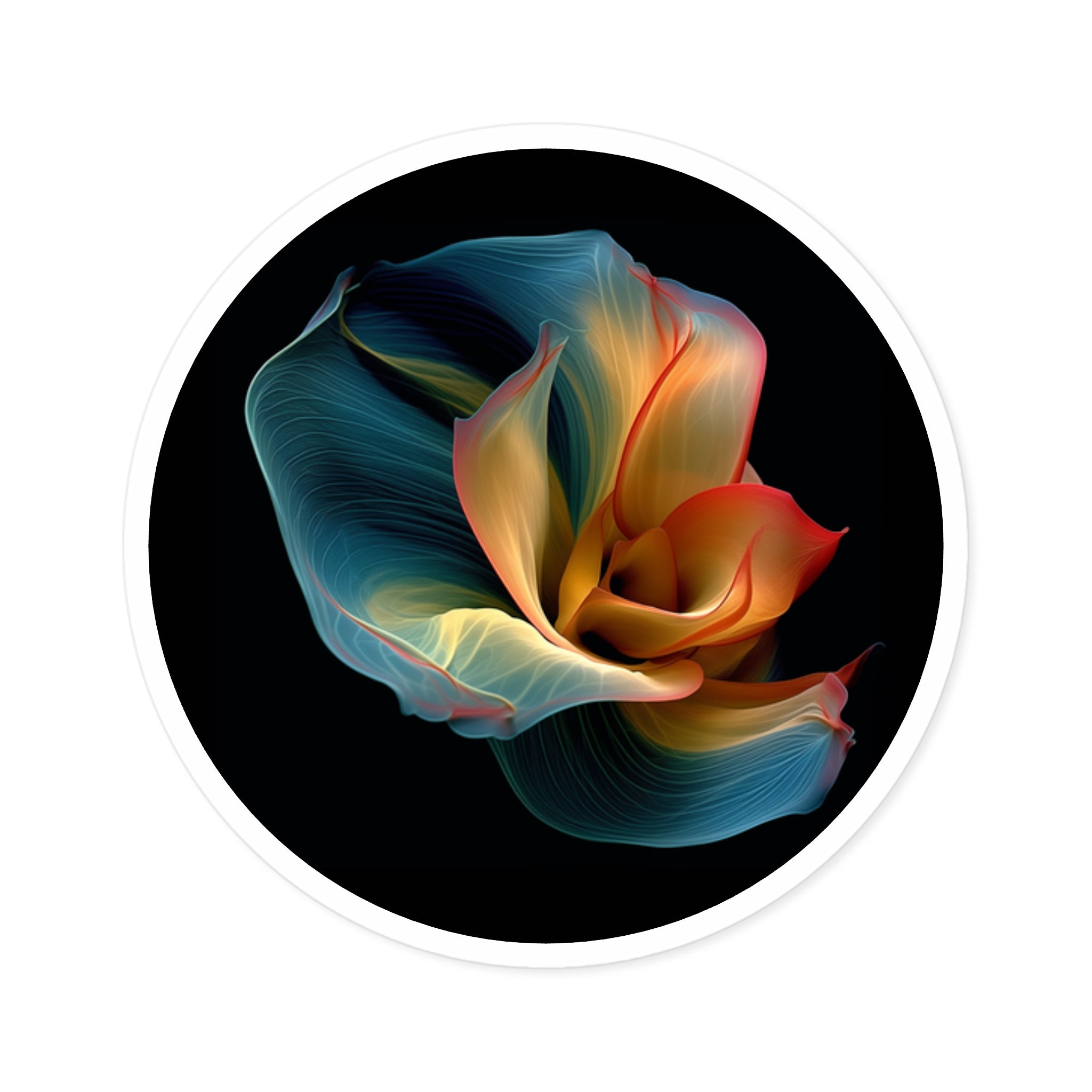 Abstract Flower, Colorful Petals Sticker, Laptop Decal, Art Lovers Gift