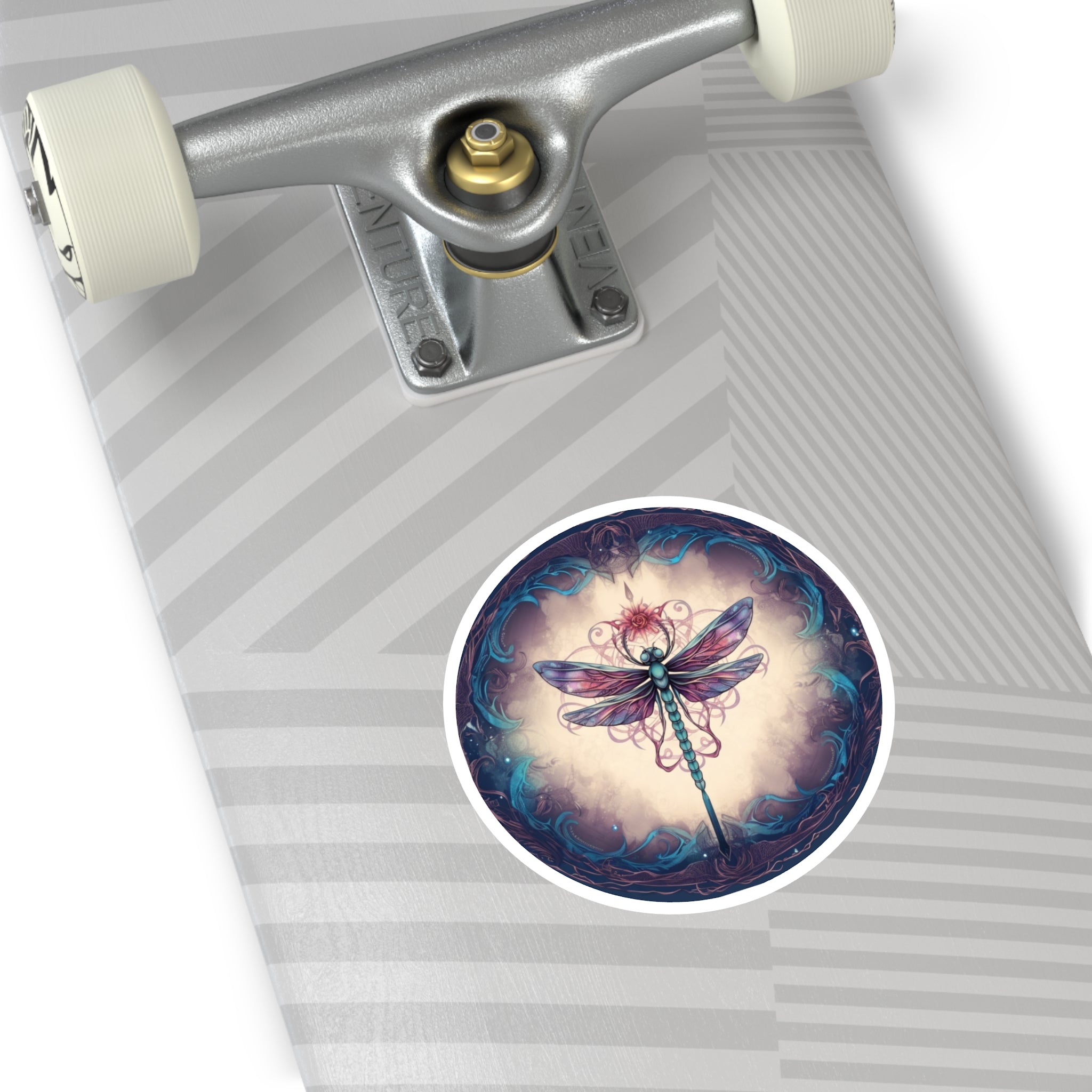 Celestial Dragonfly Sticker, Dreamy Tattoo Art, Cosmic Mandala Design, Soothing Style