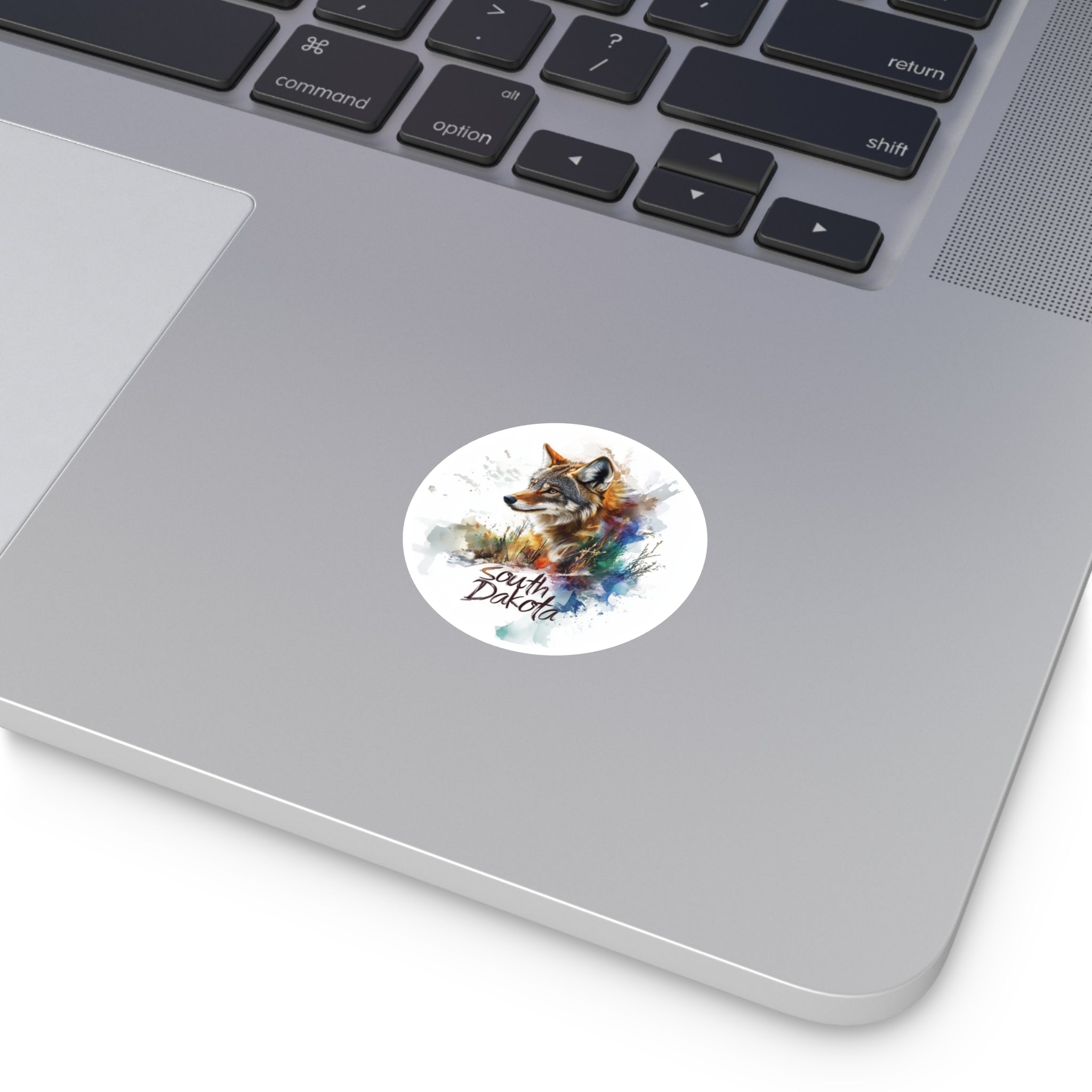 Color Splash Coyote Sticker, South Dakota Art, Watercolor Wildlife Design
