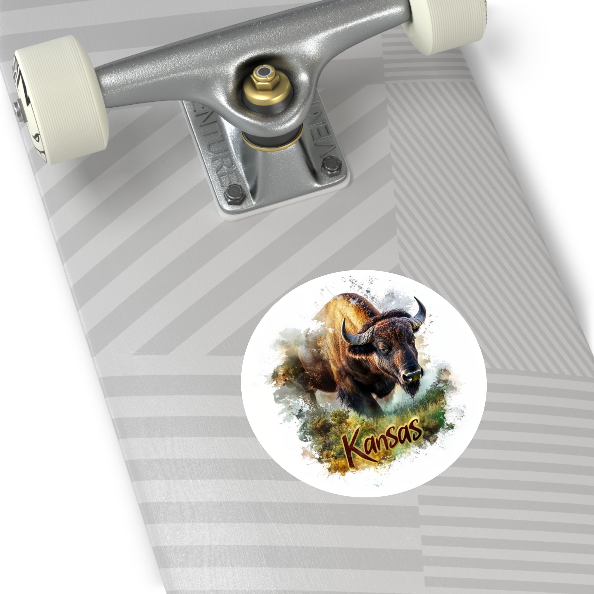 Kansas Bison, Rustic Wildlife Sticker, Travel Souvenir, State Pride