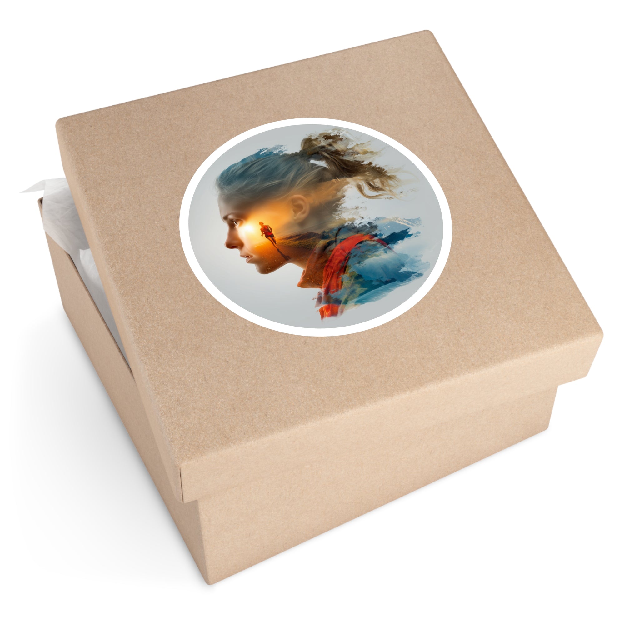 Chasing Light Sticker, Runner Silhouette Art, Sunrise Inspiration Design, Motivational Theme