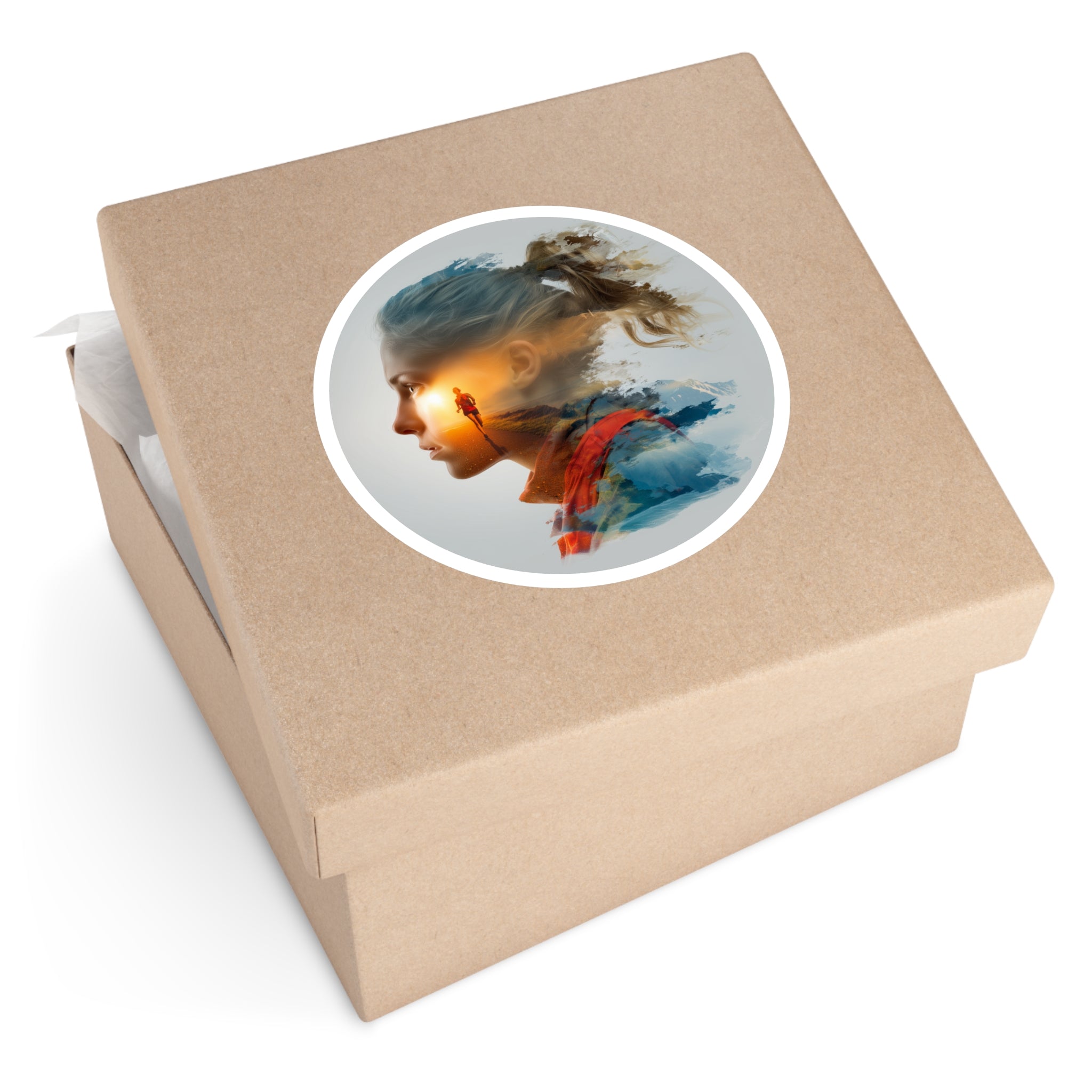 Chasing Light Sticker, Runner Silhouette Art, Sunrise Inspiration Design, Motivational Theme